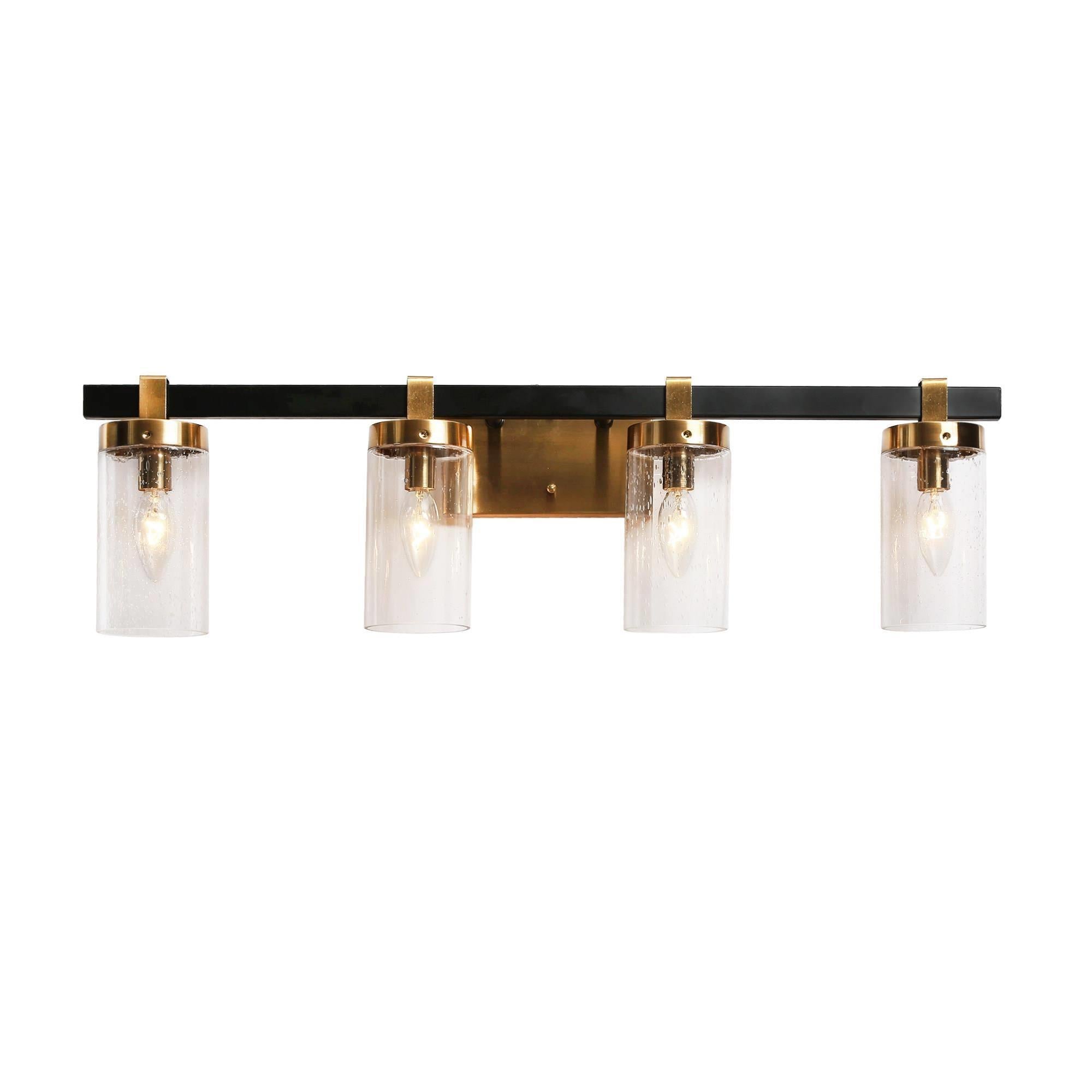 Sean 4-Light Black and Brass Vanity Light