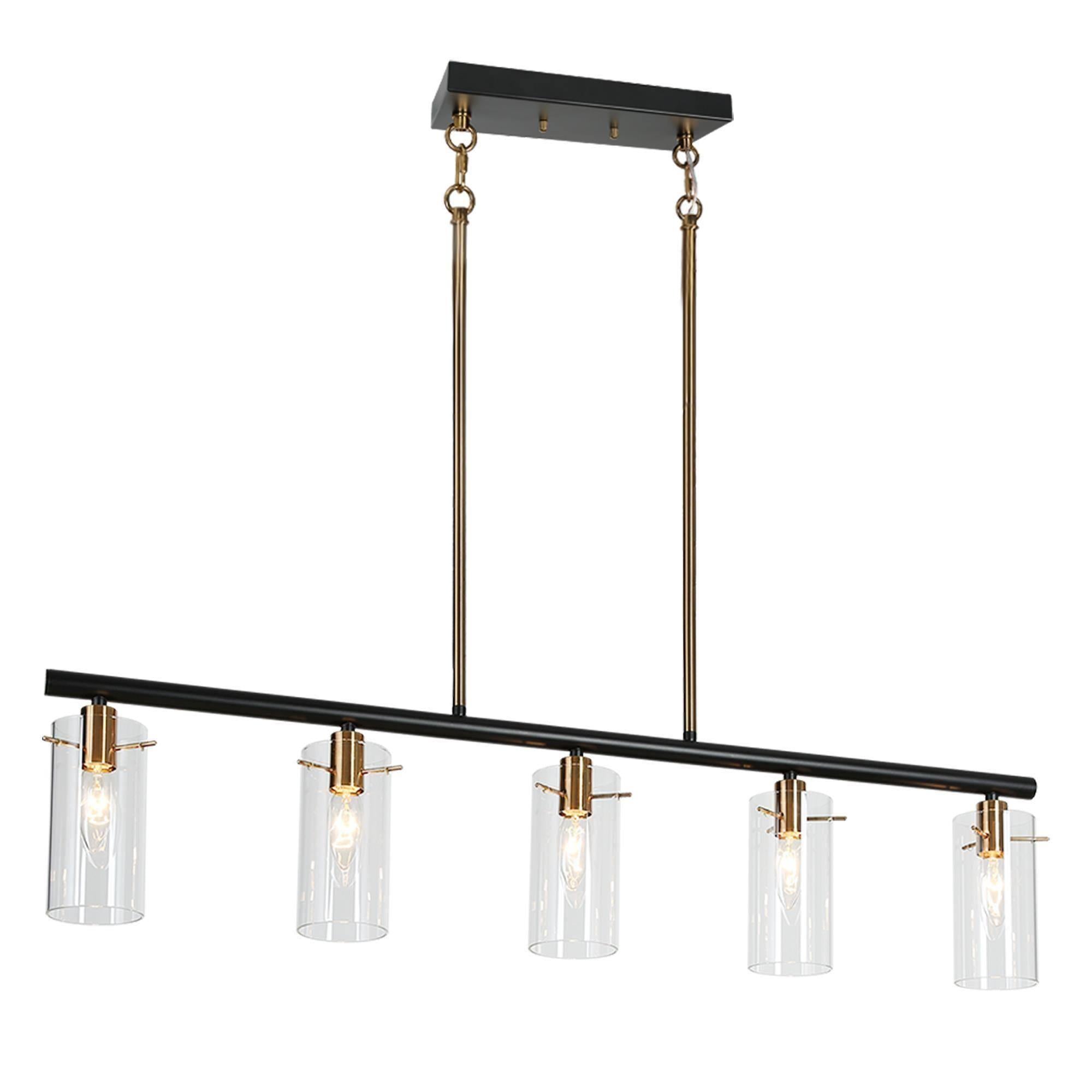 Crassula 5-Light 36-in Black Modern Linear Glass Kitchen Island Light
