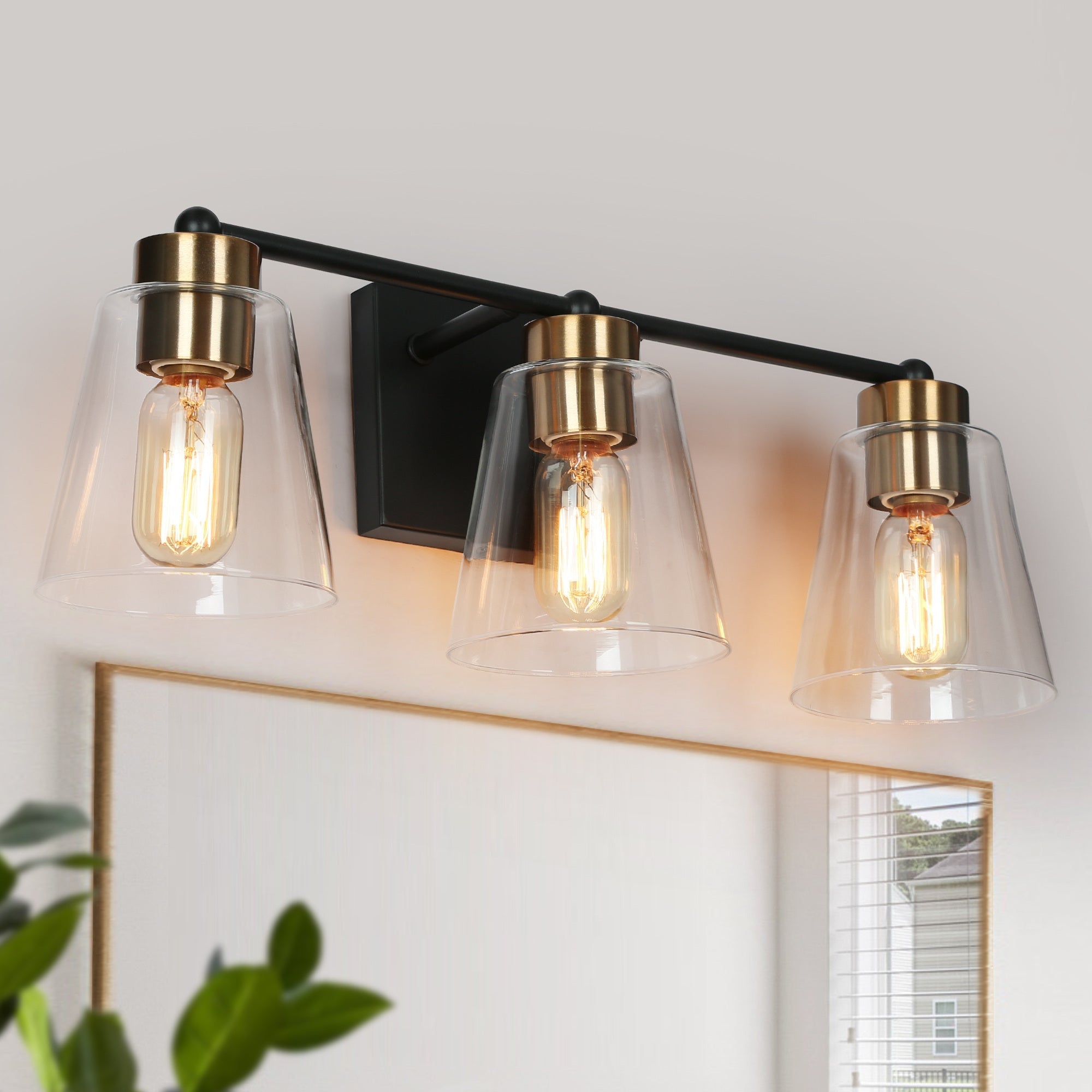 Barry 3-Light Black and Brass Vanity Light