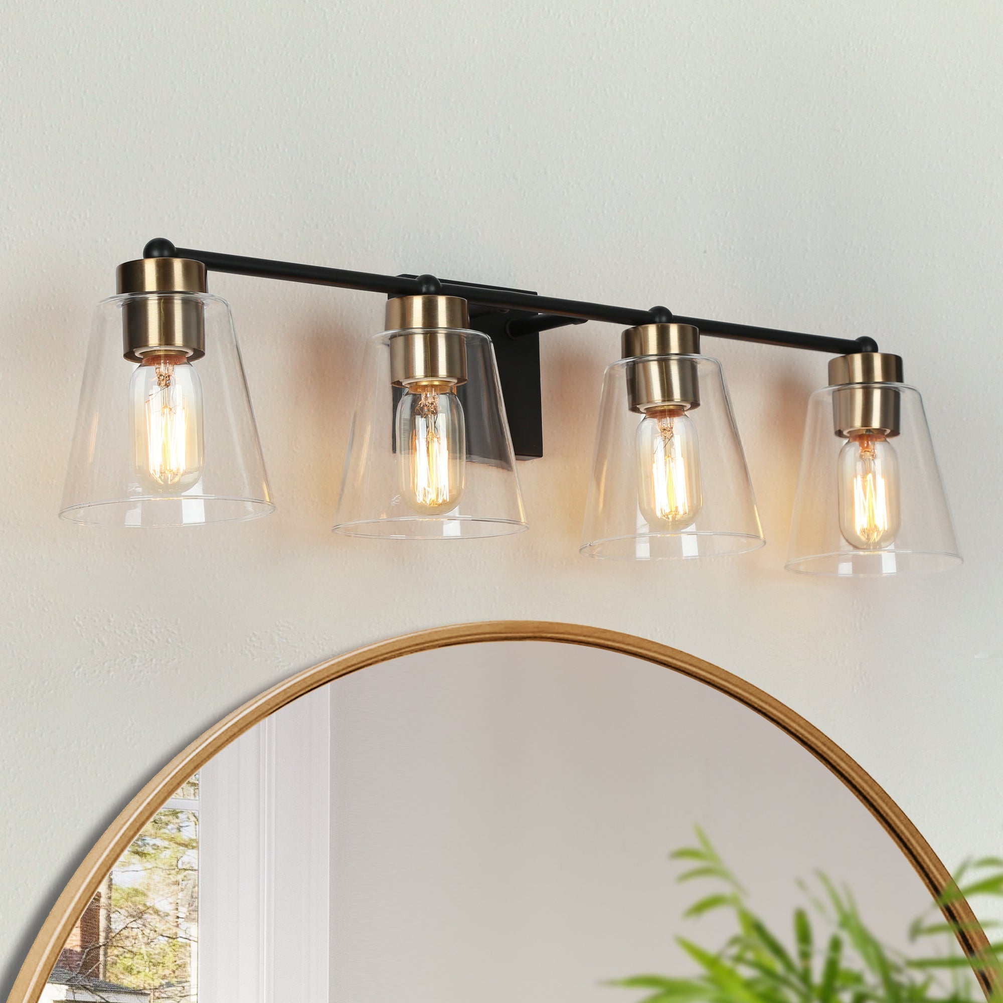 Barry 4-Light Black and Brass Vanity Light