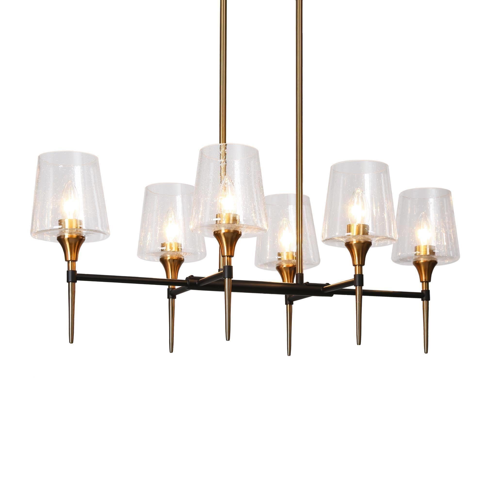 Baoceal 6-Light 31.5-in Black Modern Linear Glass Kitchen Island Light