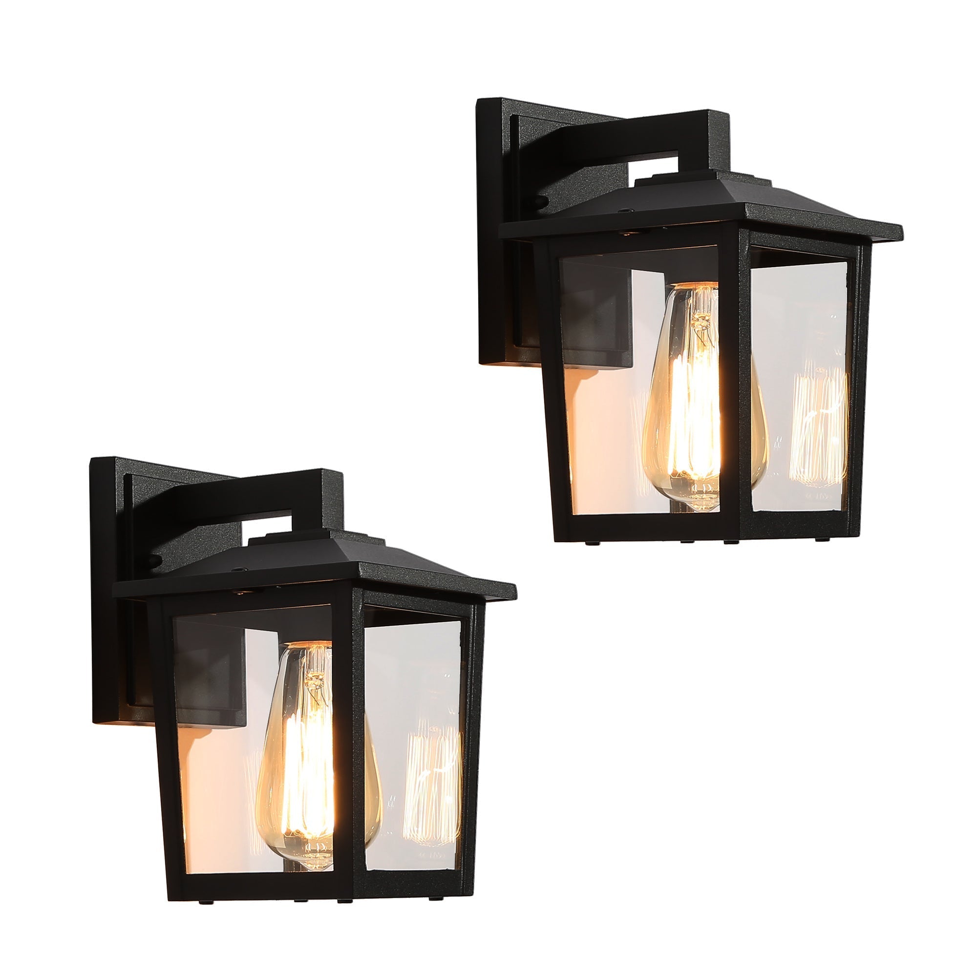 Oclatsduaq 9"H 1-Light Black Outdoor Wall Lantern Set of 2
