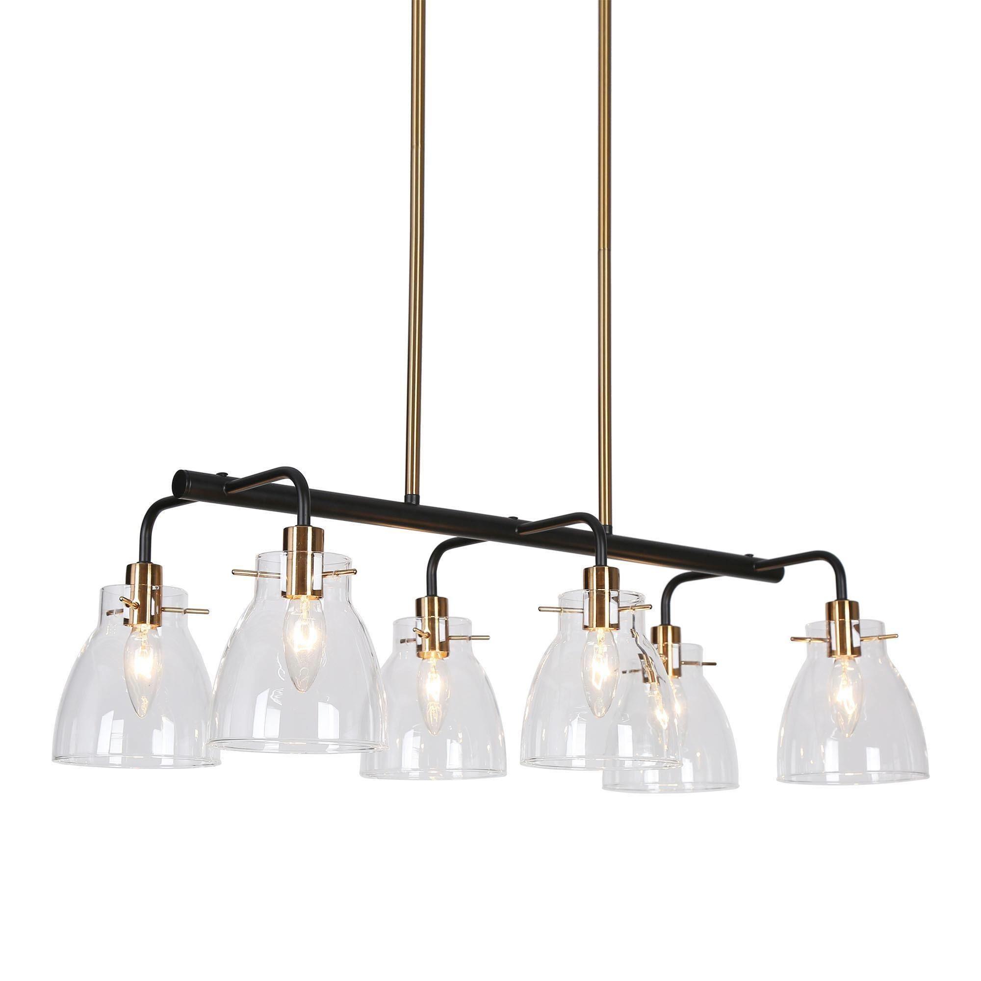6-Light Linear Chandelier Glass Island Lights