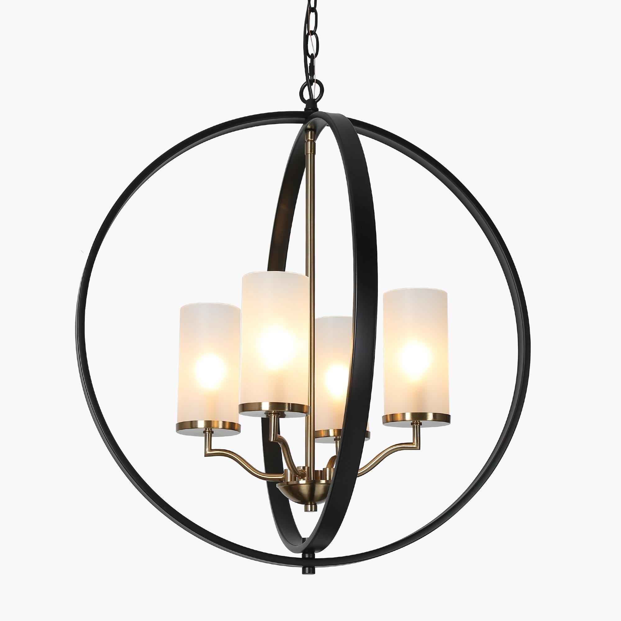 4-Light Globe Frosted Glass Chandeliers