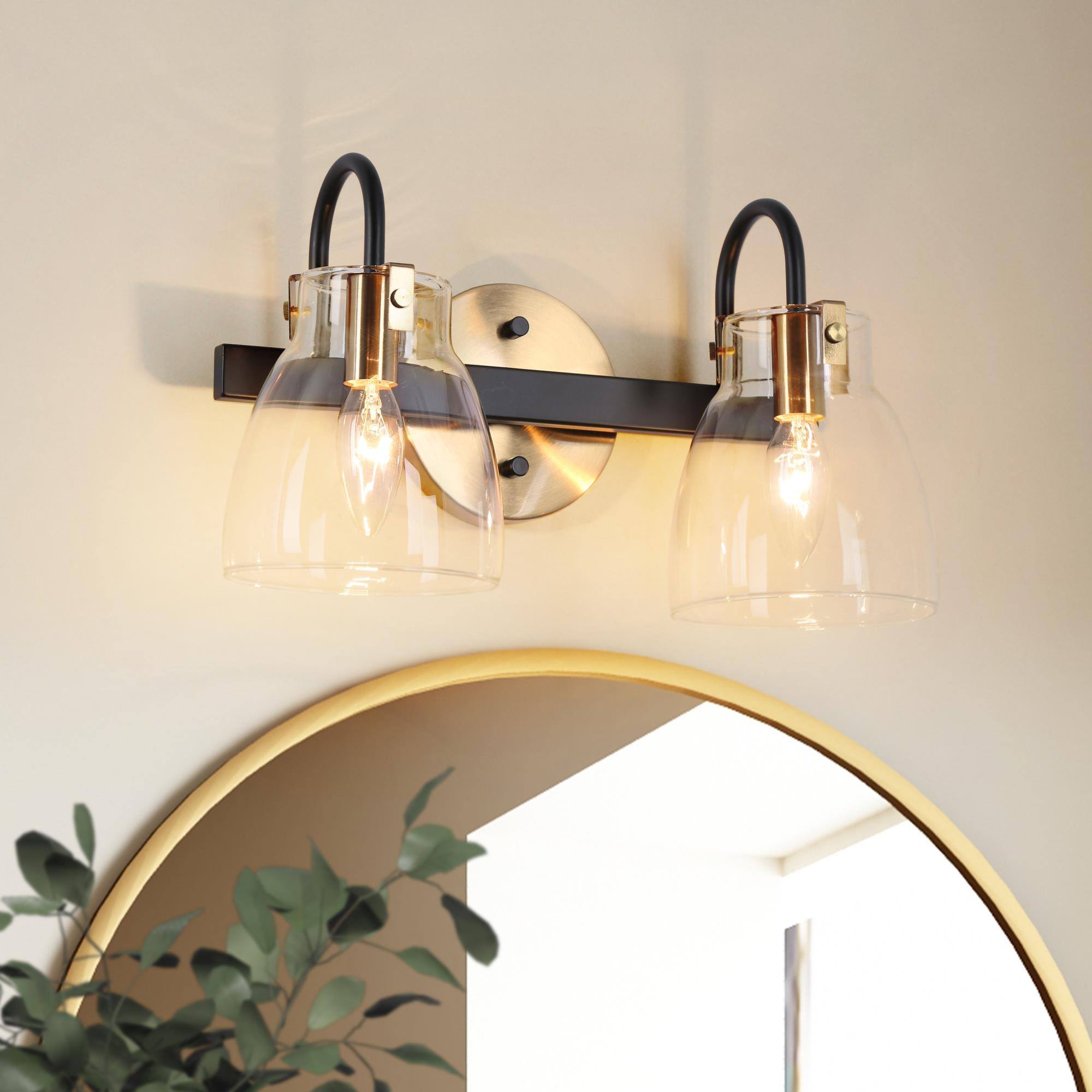 Iianmin 1-Light Black and Gold Vanity Light