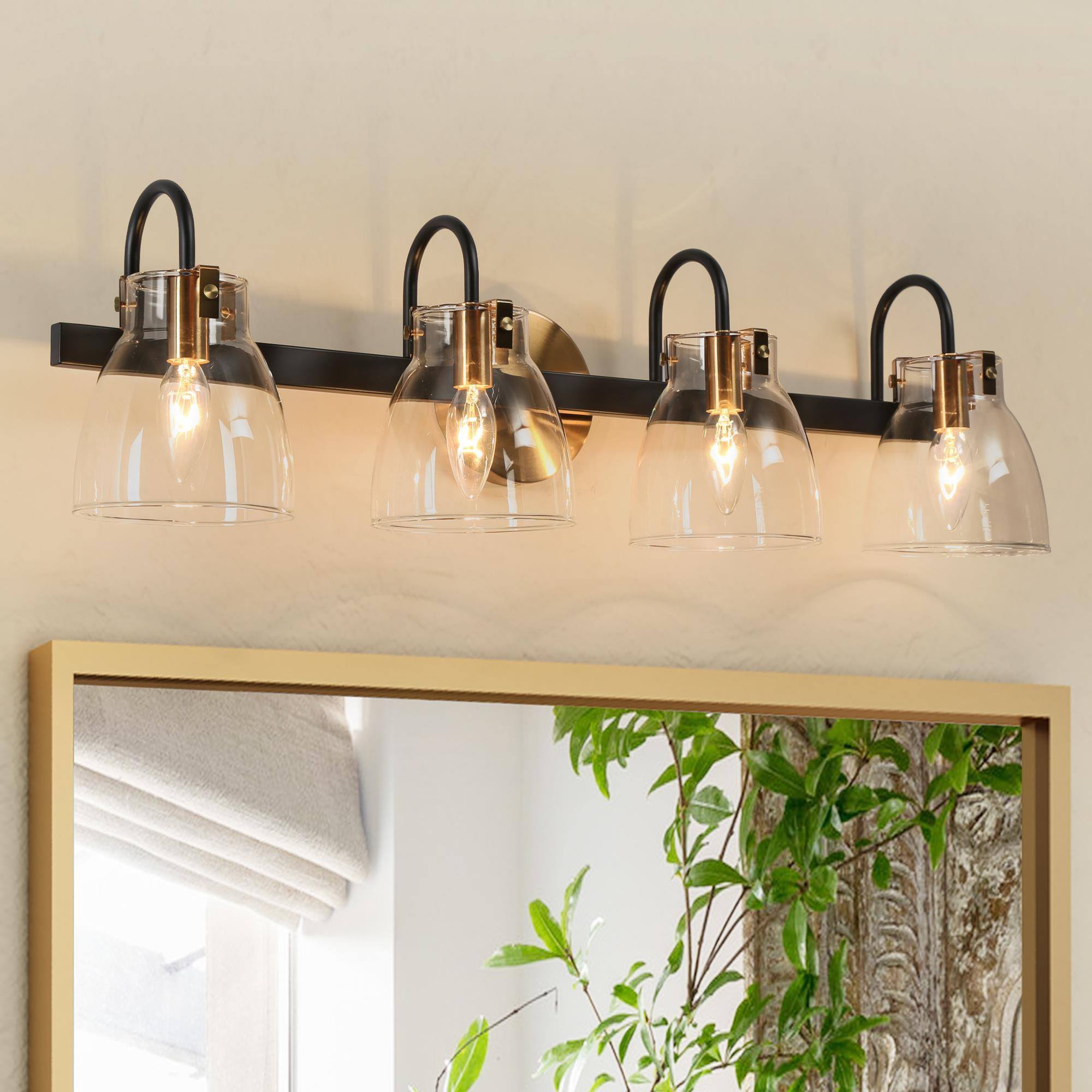 Iianmin 1-Light Black and Gold Vanity Light