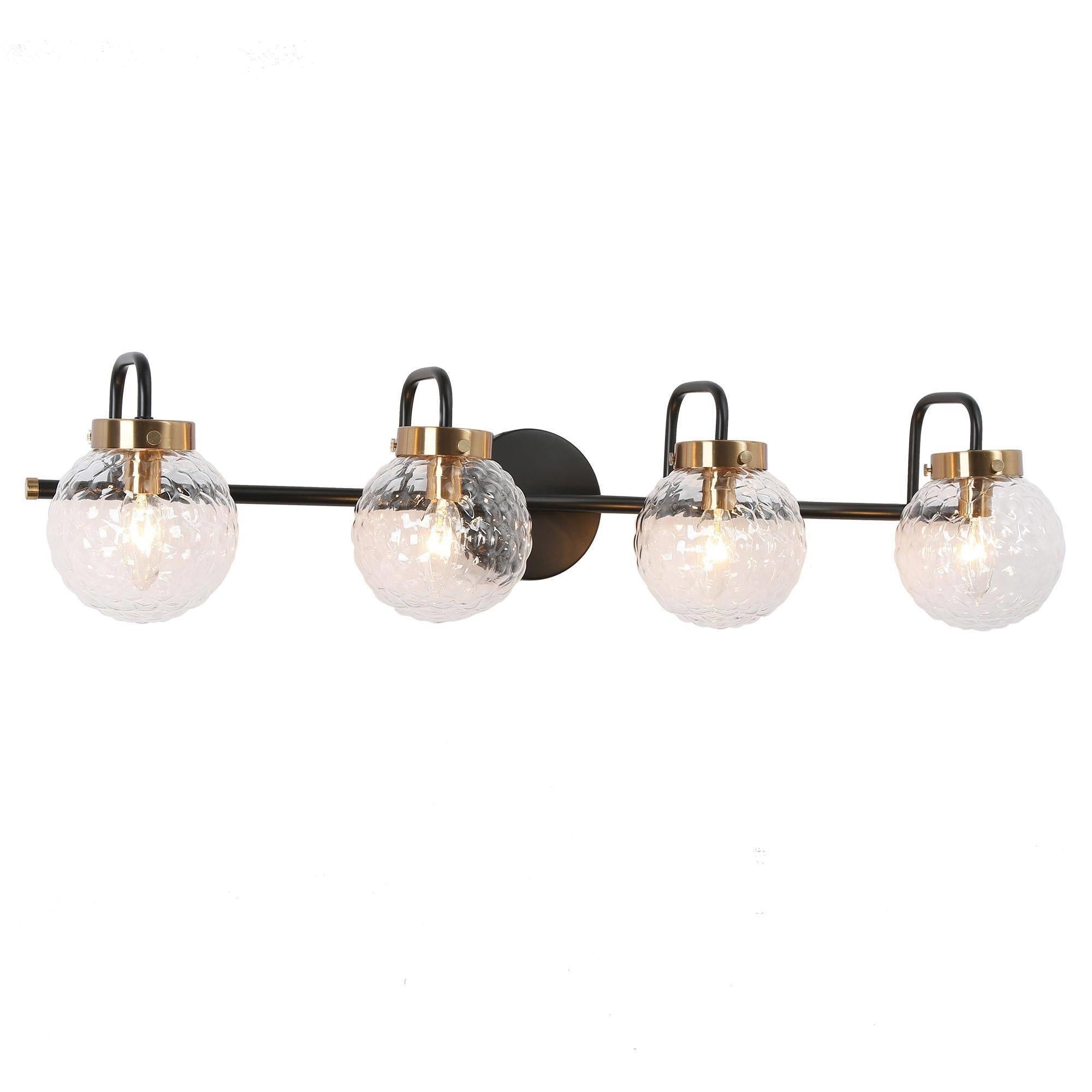 Astrid 4-Light Black and Brass Vanity Light