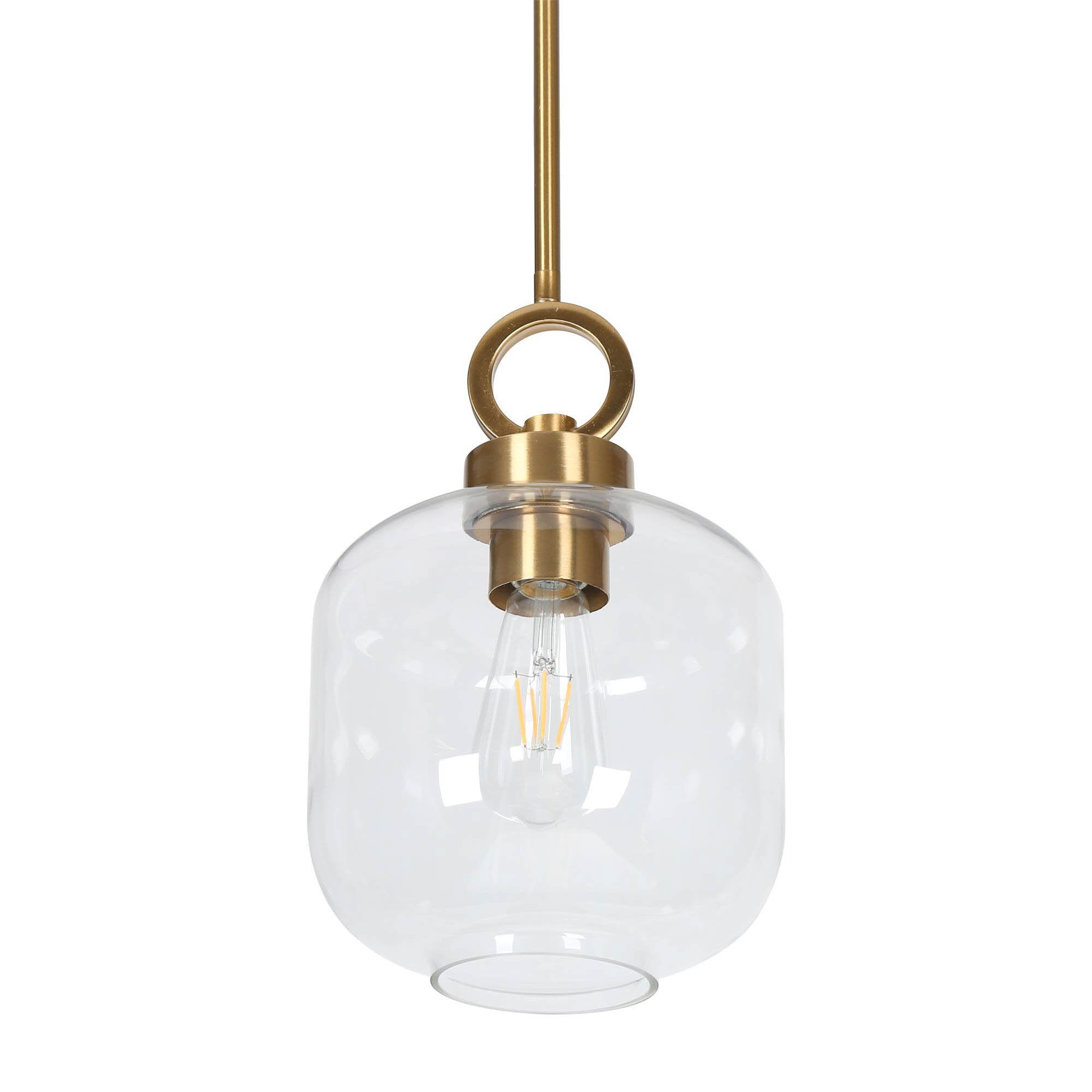 Modern 1-Light Brass Pendant light with Clear Glass Globes