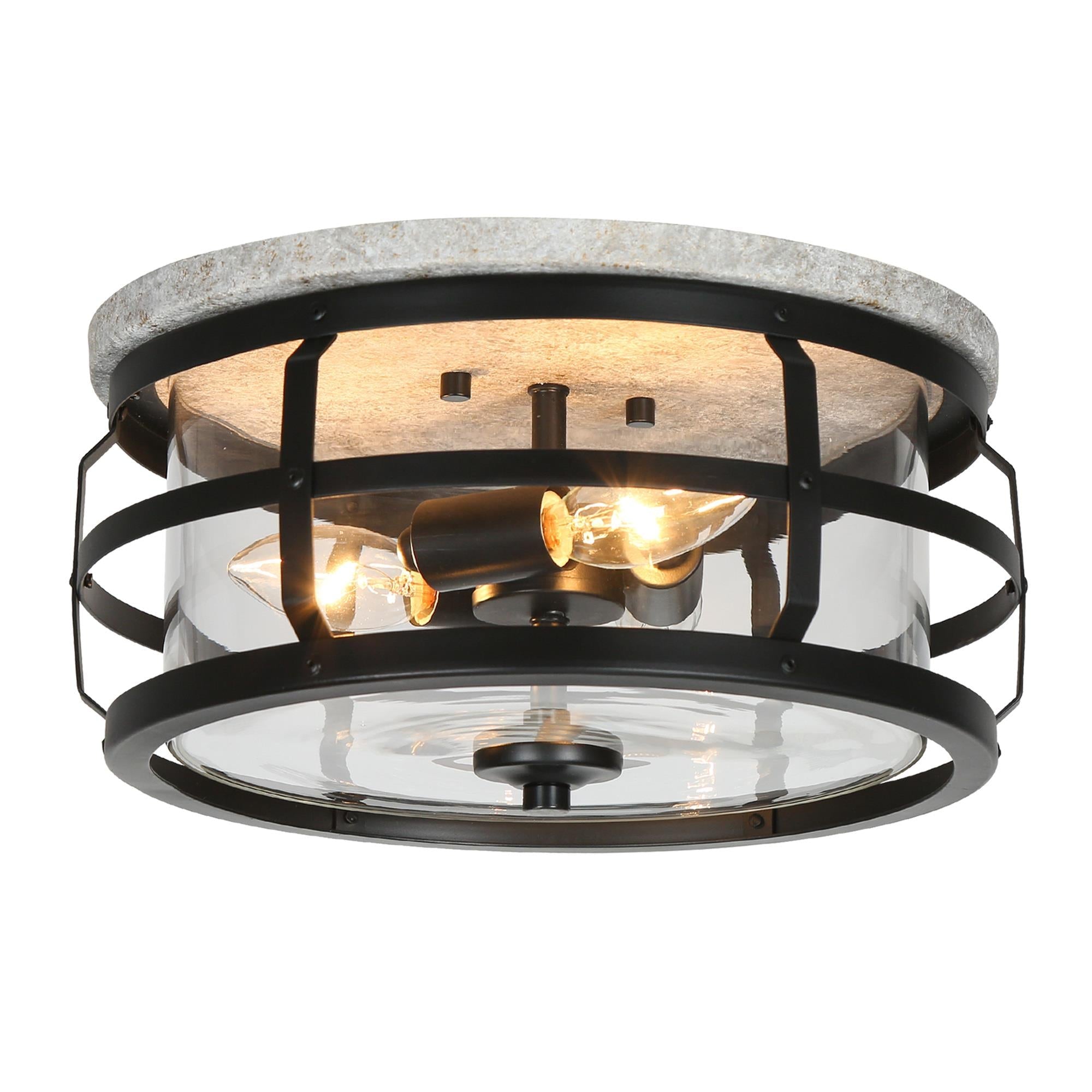 Ajeficani 3-Light Mini Black Flush-Mount Light