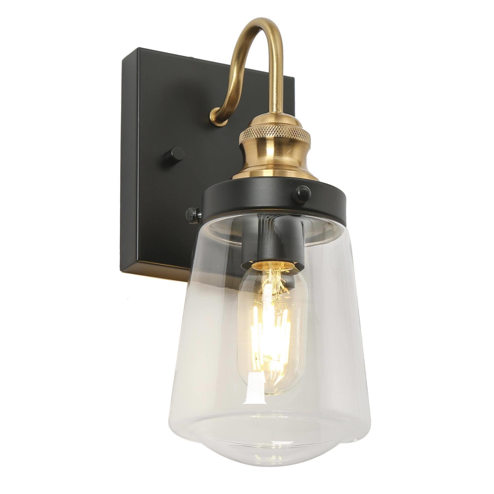Curoenon 1-Light Black and Gold Vanity Light