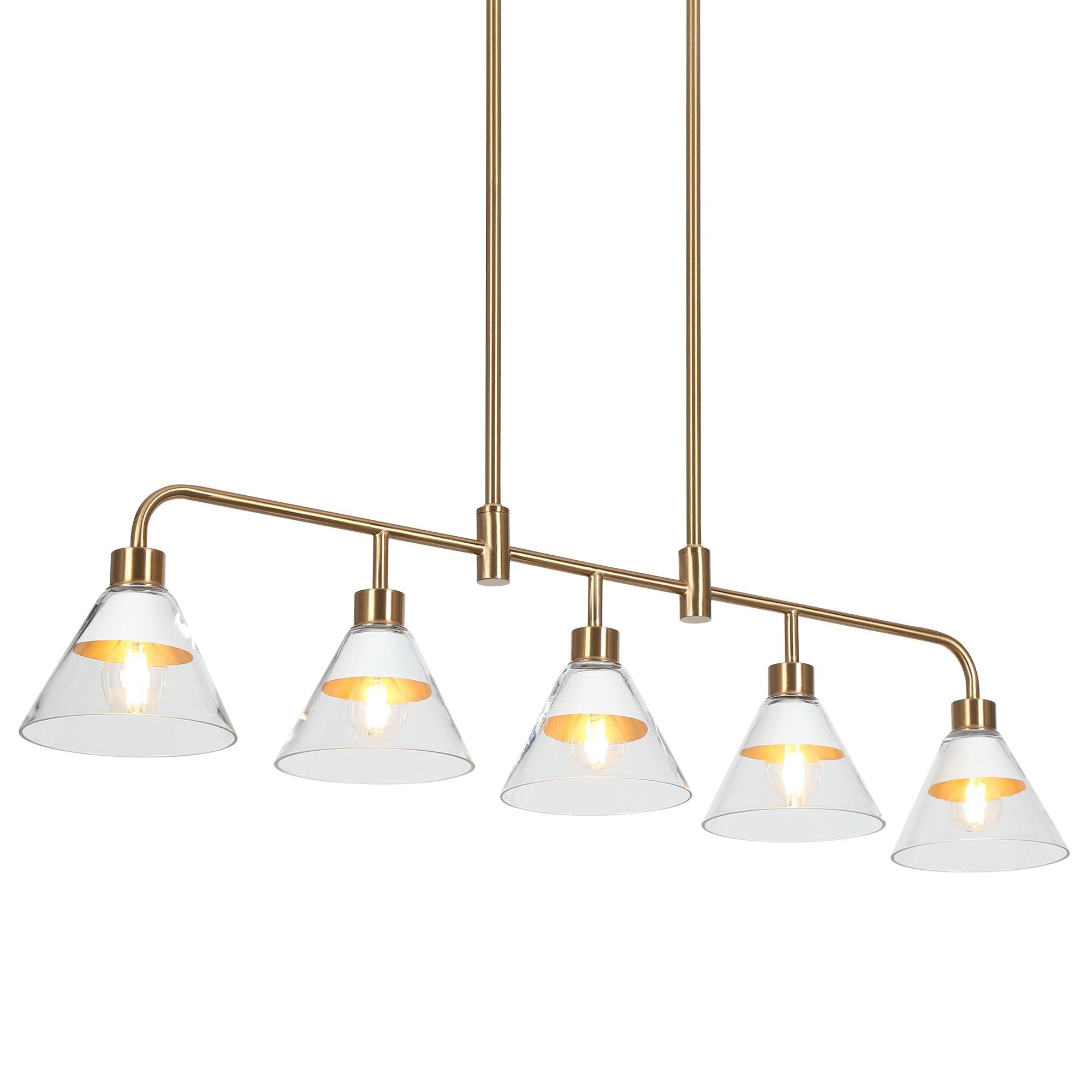 Jay 5-Light 35.5-in White&Gold Modern Linear Kitchen Island Light