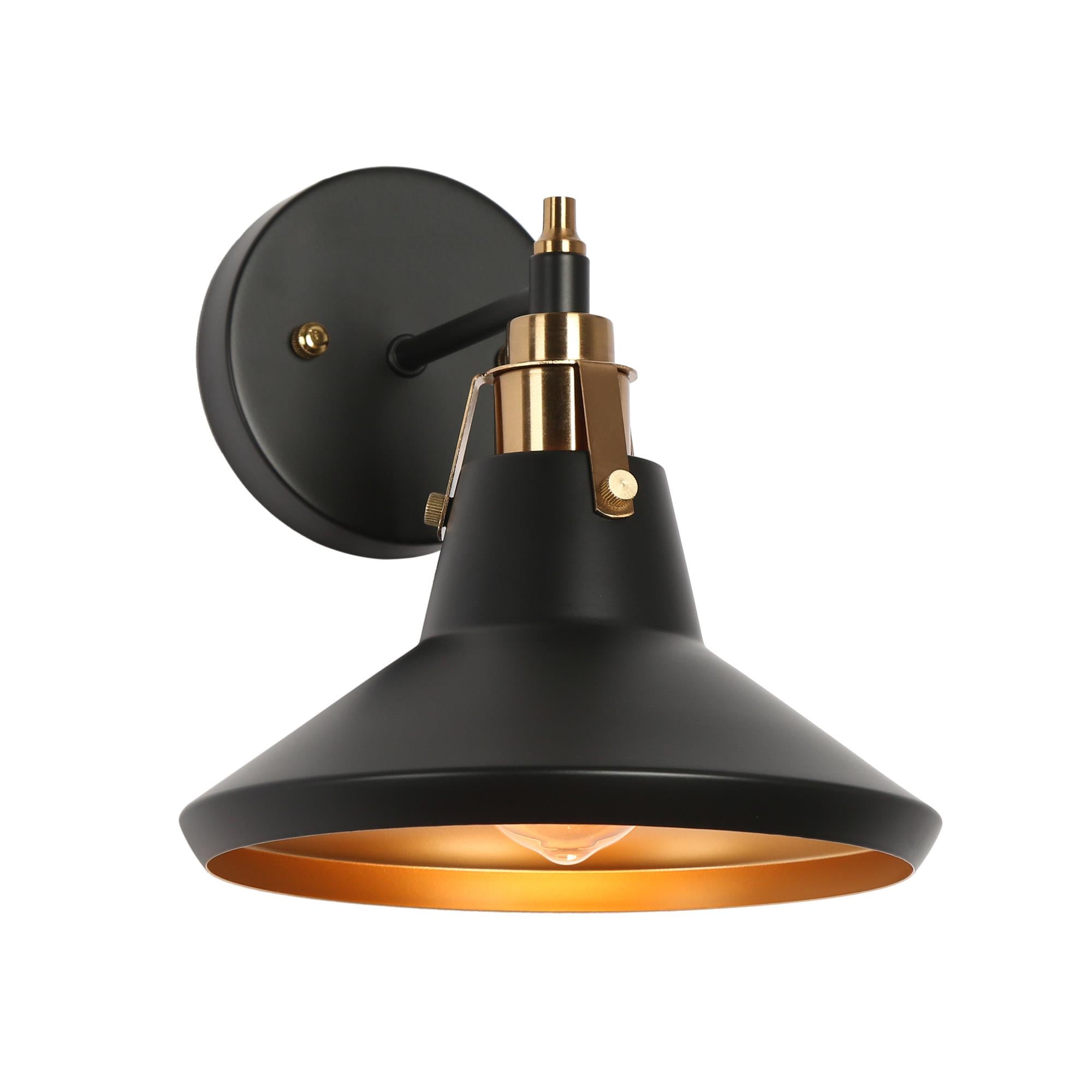Tencanonia 1-Light Black and Gold Indoor Barn Wall Sconce Light