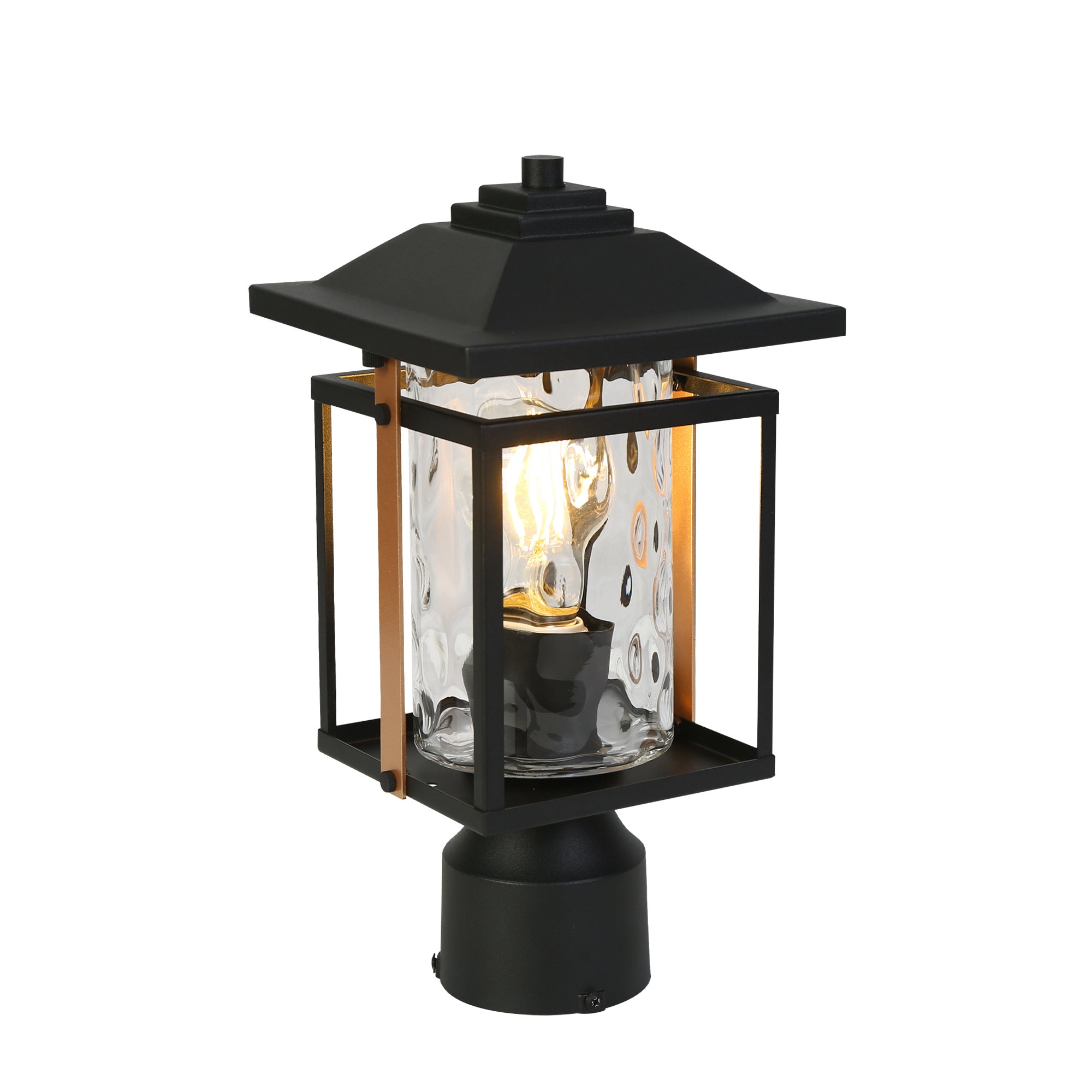 Modern 1-Light Outdoor Post Lights with Water Glass Shade