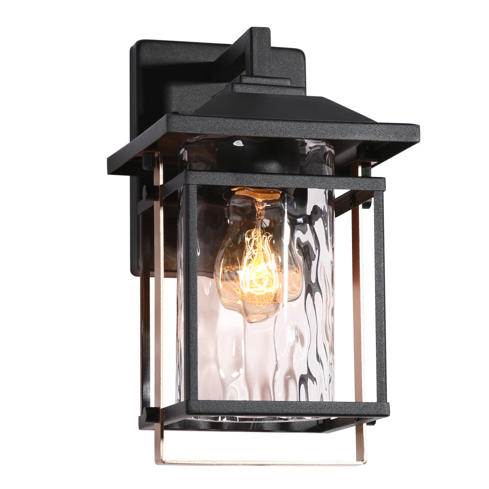 Miyiorilusd 12"H 1-Light Black and Gold Outdoor Wall Light