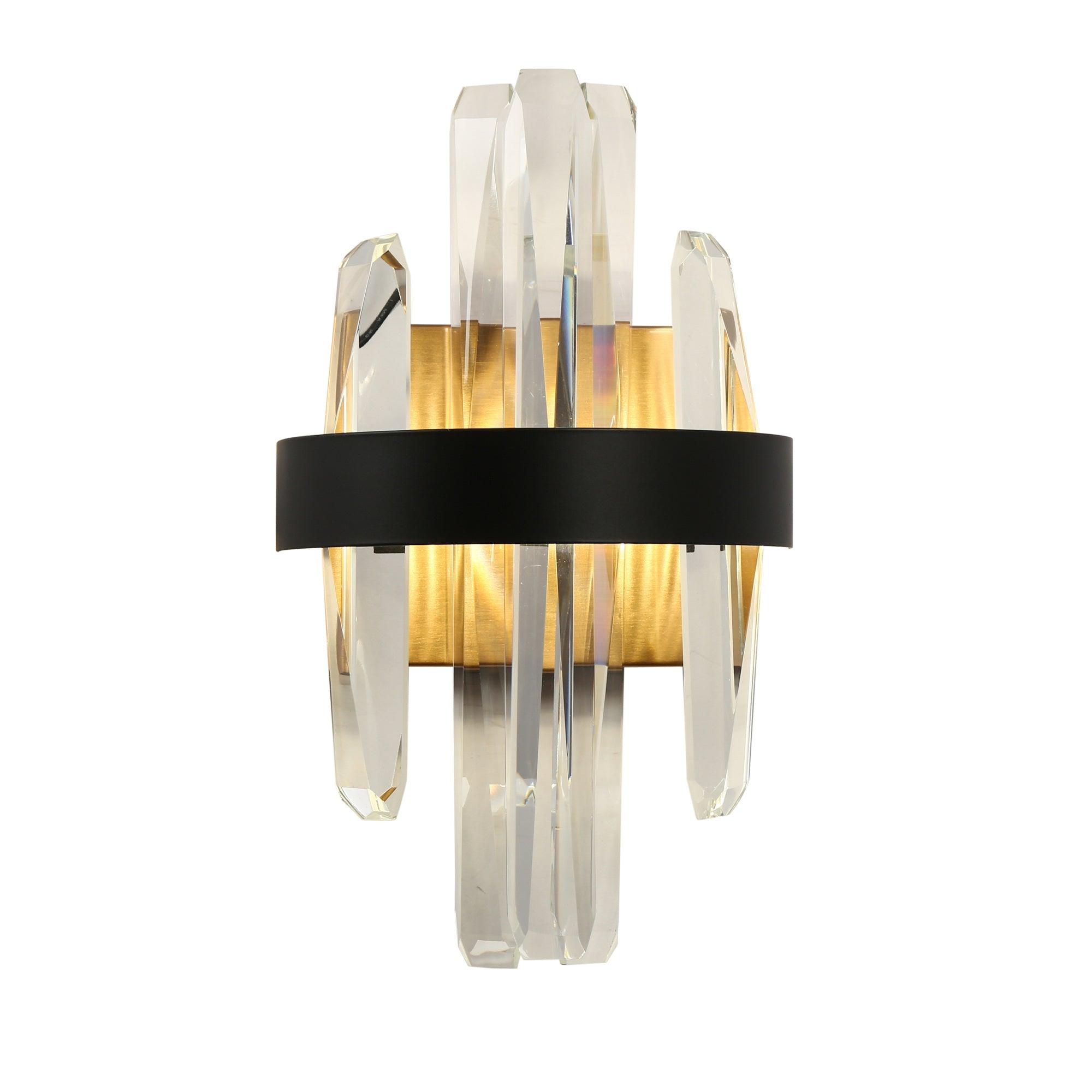 1-Light LED Crystal Wall Sconce Black & Brass