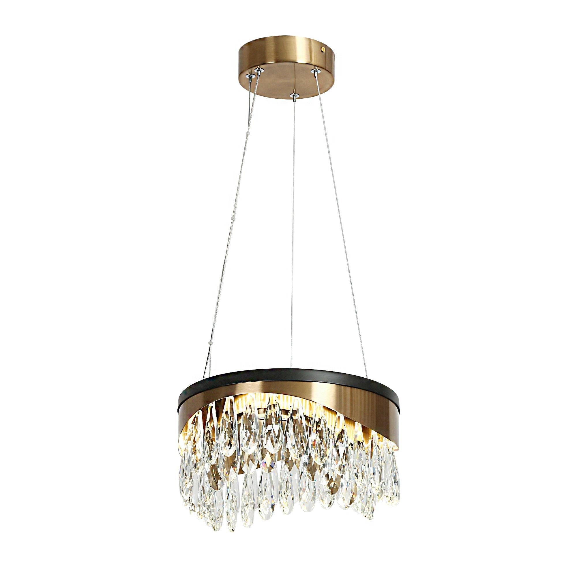 Delphinium 1-Light Mini Black Crystal LED Chandelier