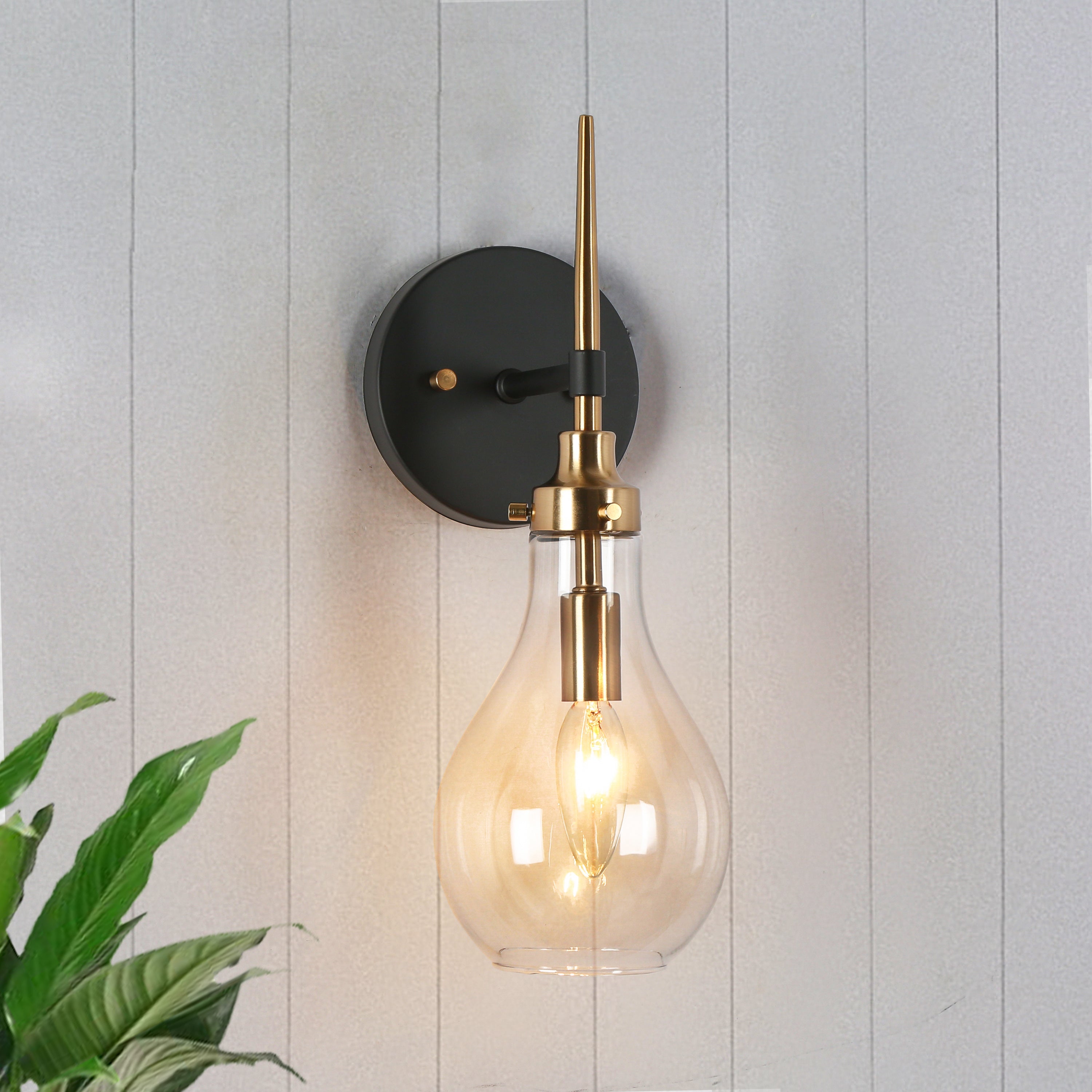 Luxitemin 1-Light Black and Gold Vanity Light