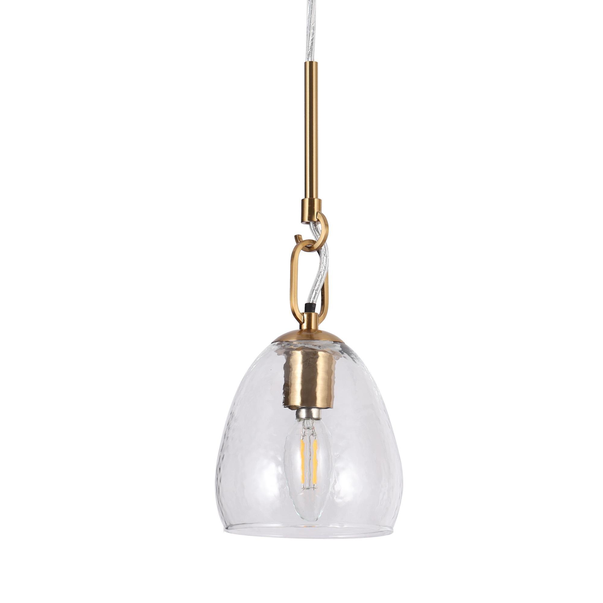 1-Light Gold Glass Pendant Light