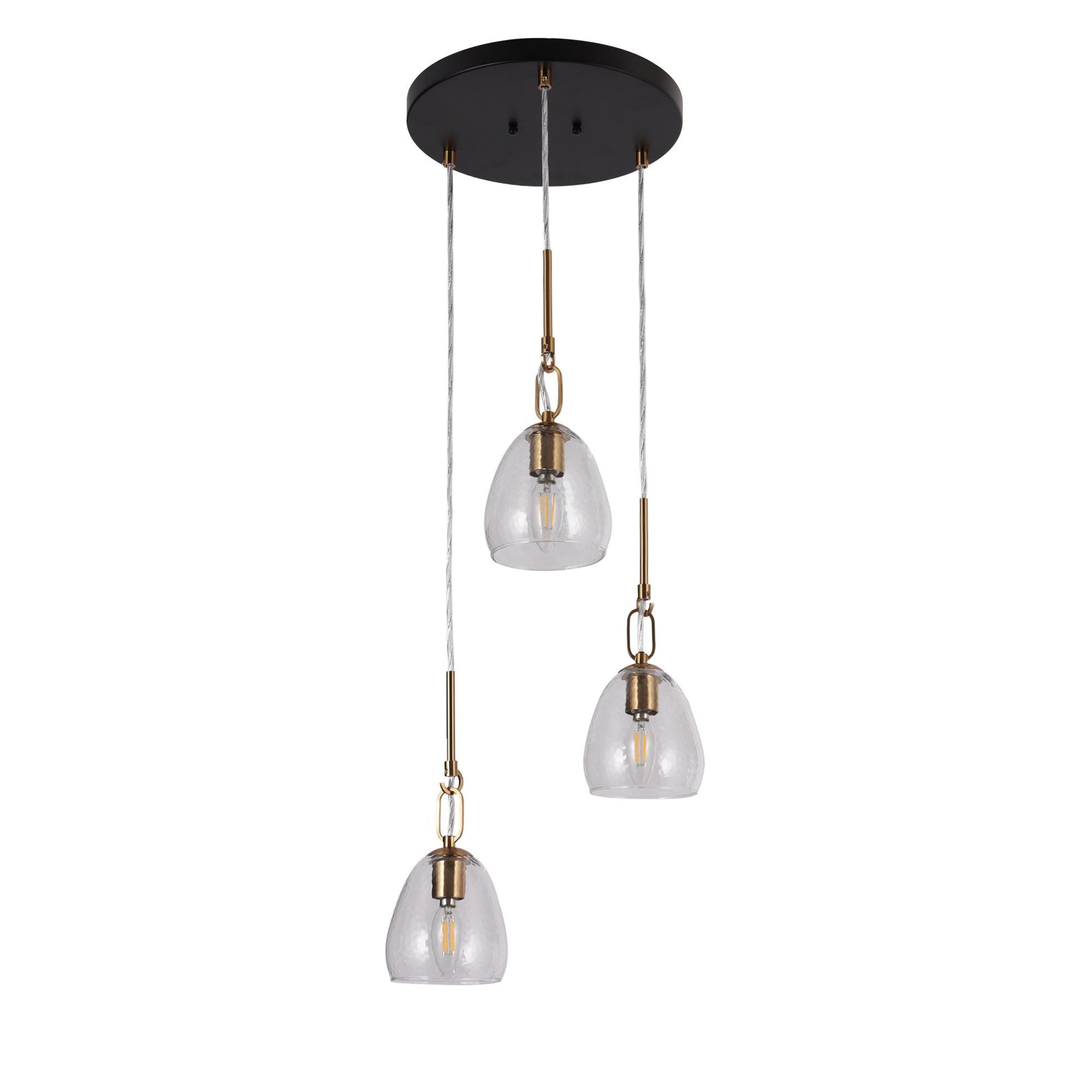 3-Light Gold Chandelier Cluster Island Pendant Lights