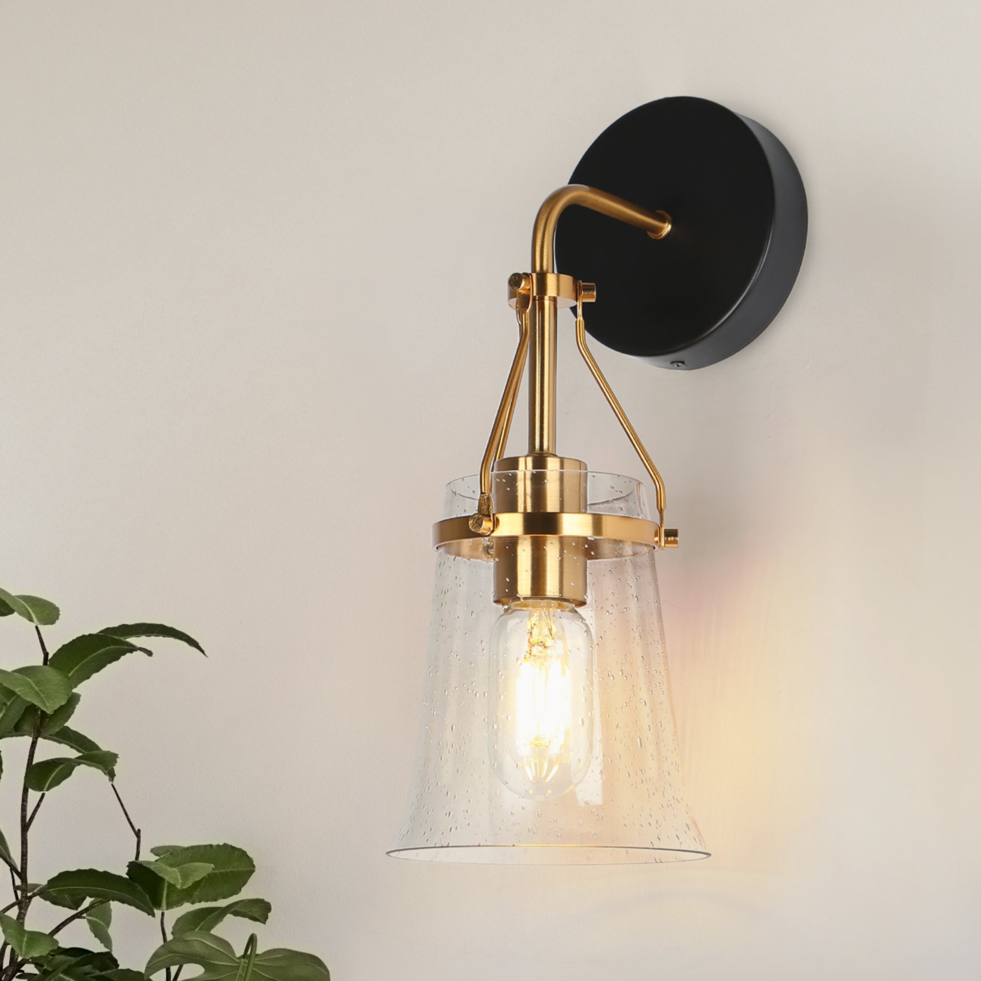 Auisre 1-Light Black and Brass Vanity Light