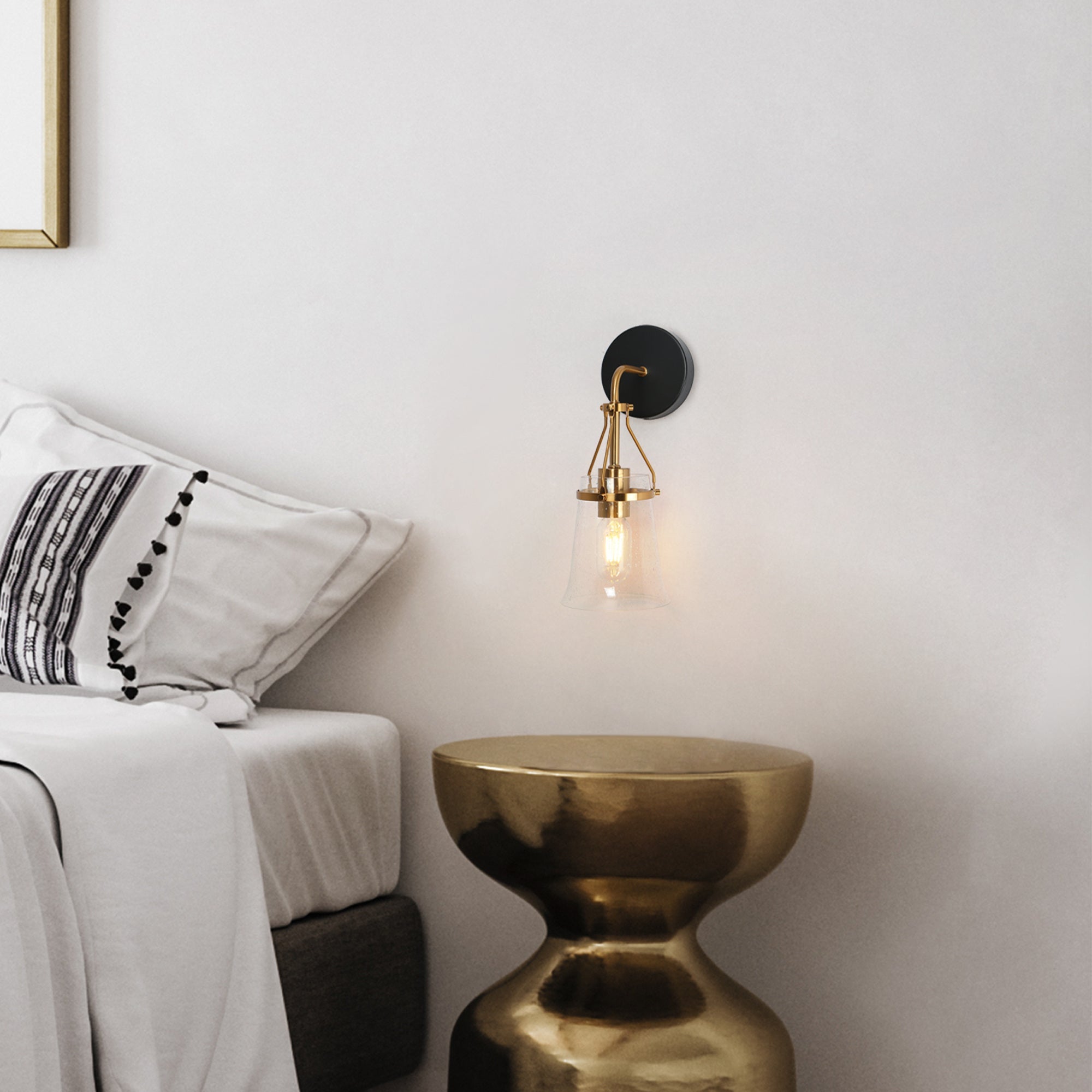 Auisre 1-Light Black and Brass Vanity Light