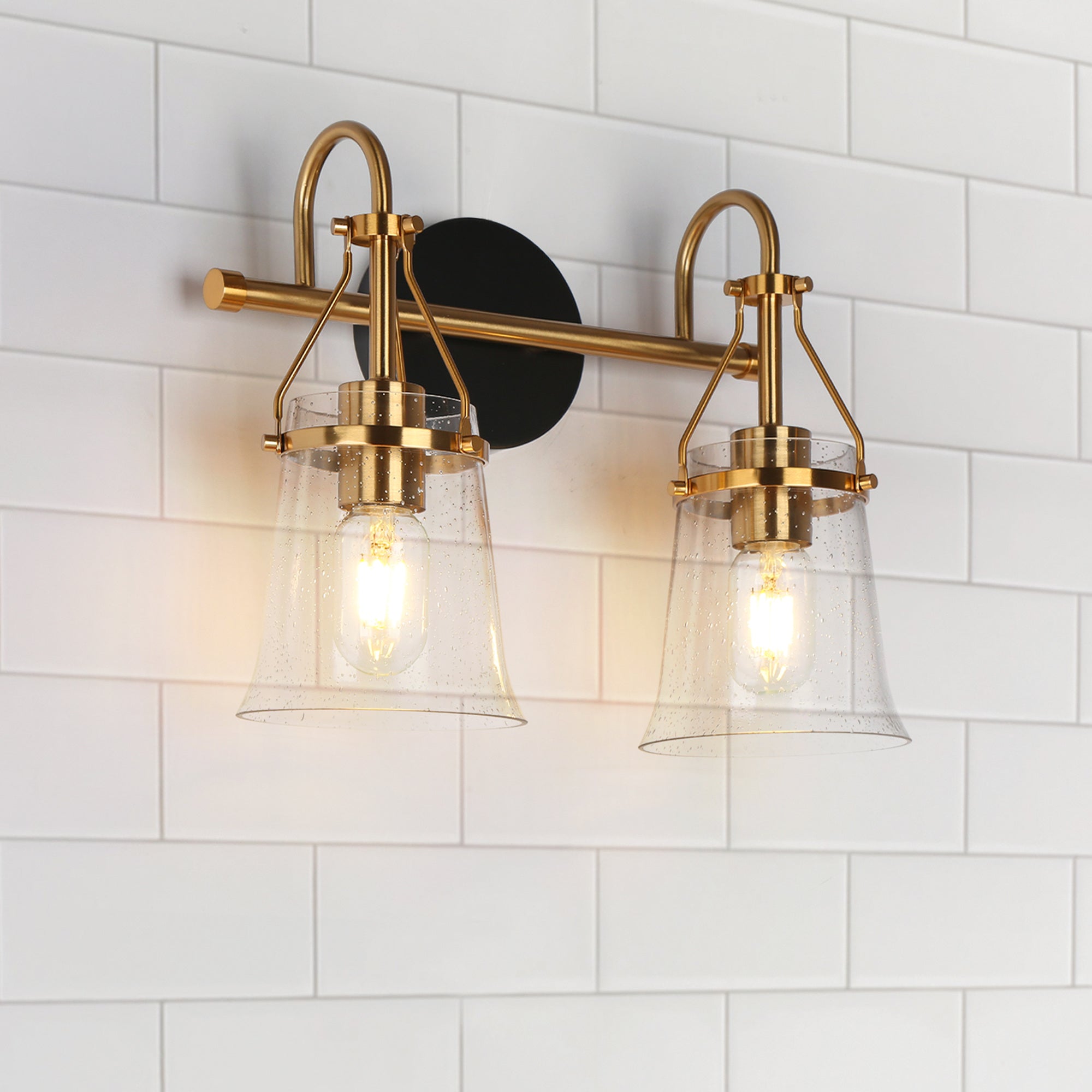 Auisre 1-Light Black and Brass Vanity Light