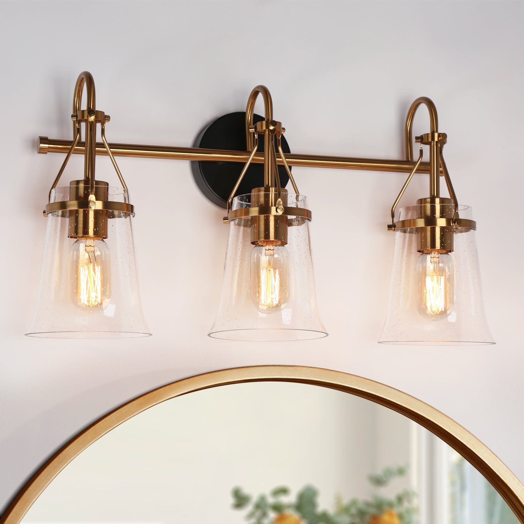Auisre 1-Light Black and Brass Vanity Light