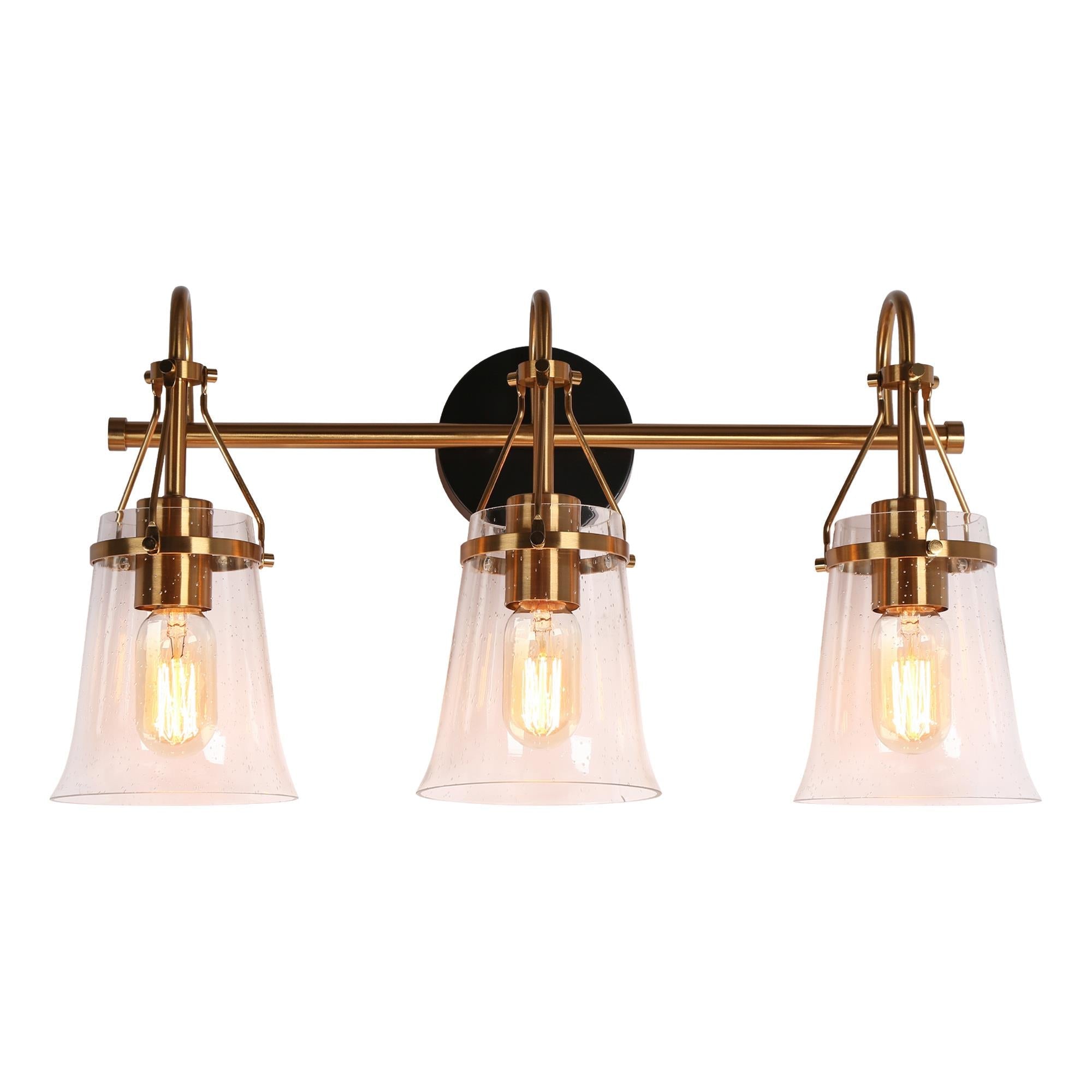 Auisre 3-Light Black and Brass Vanity Light