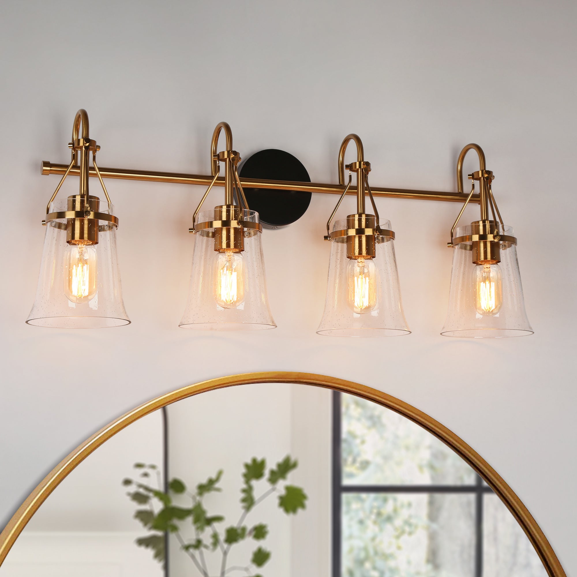 Auisre 1-Light Black and Brass Vanity Light