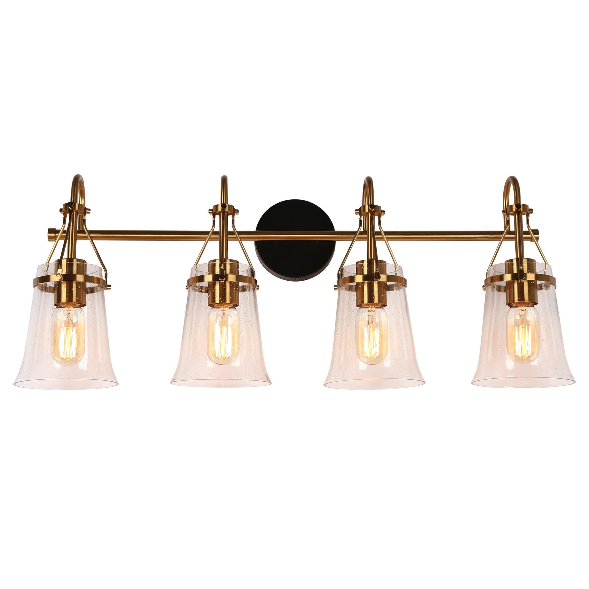Auisre 4-Light Black and Brass Vanity Light