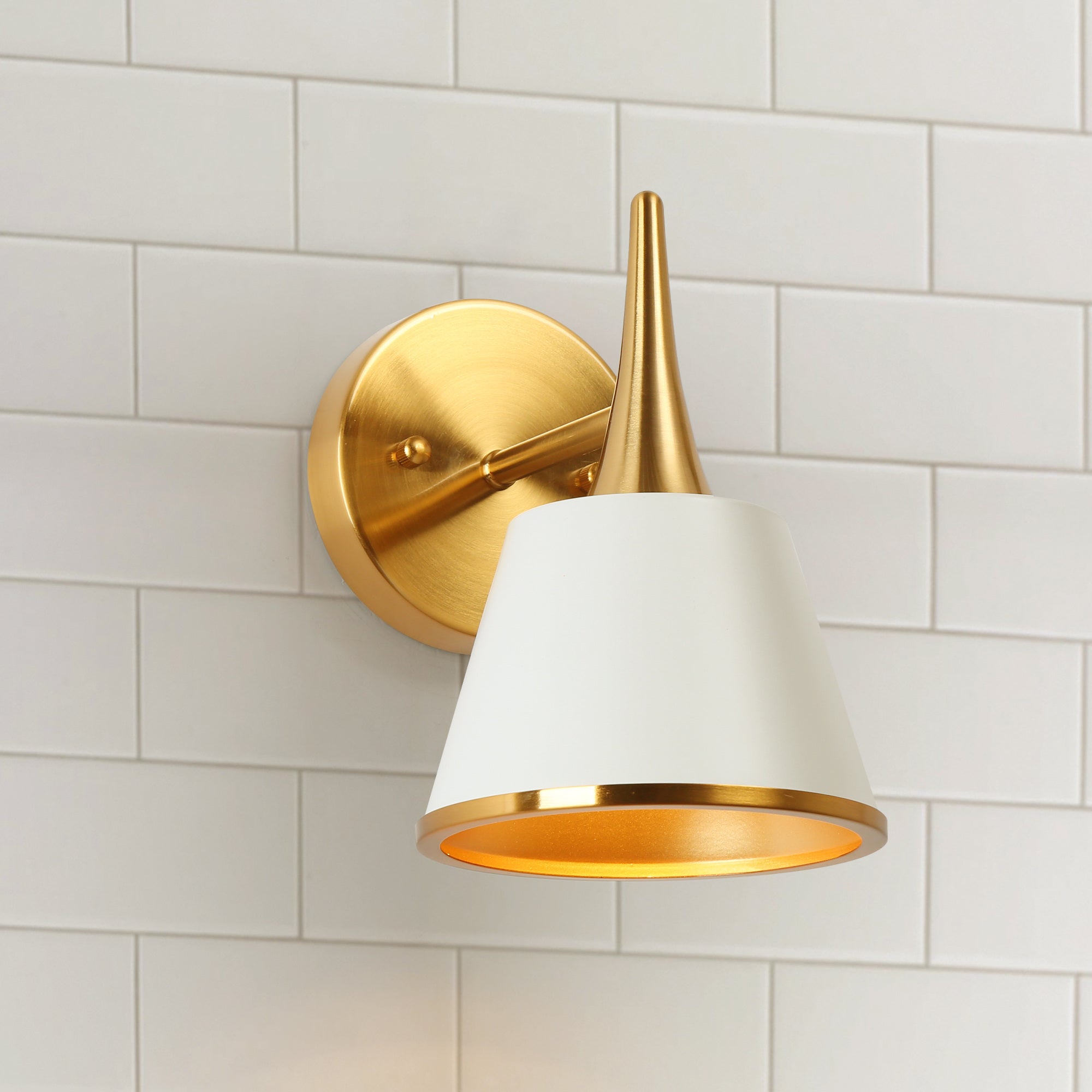Idaikos 1-Light White and Brass Vanity Light