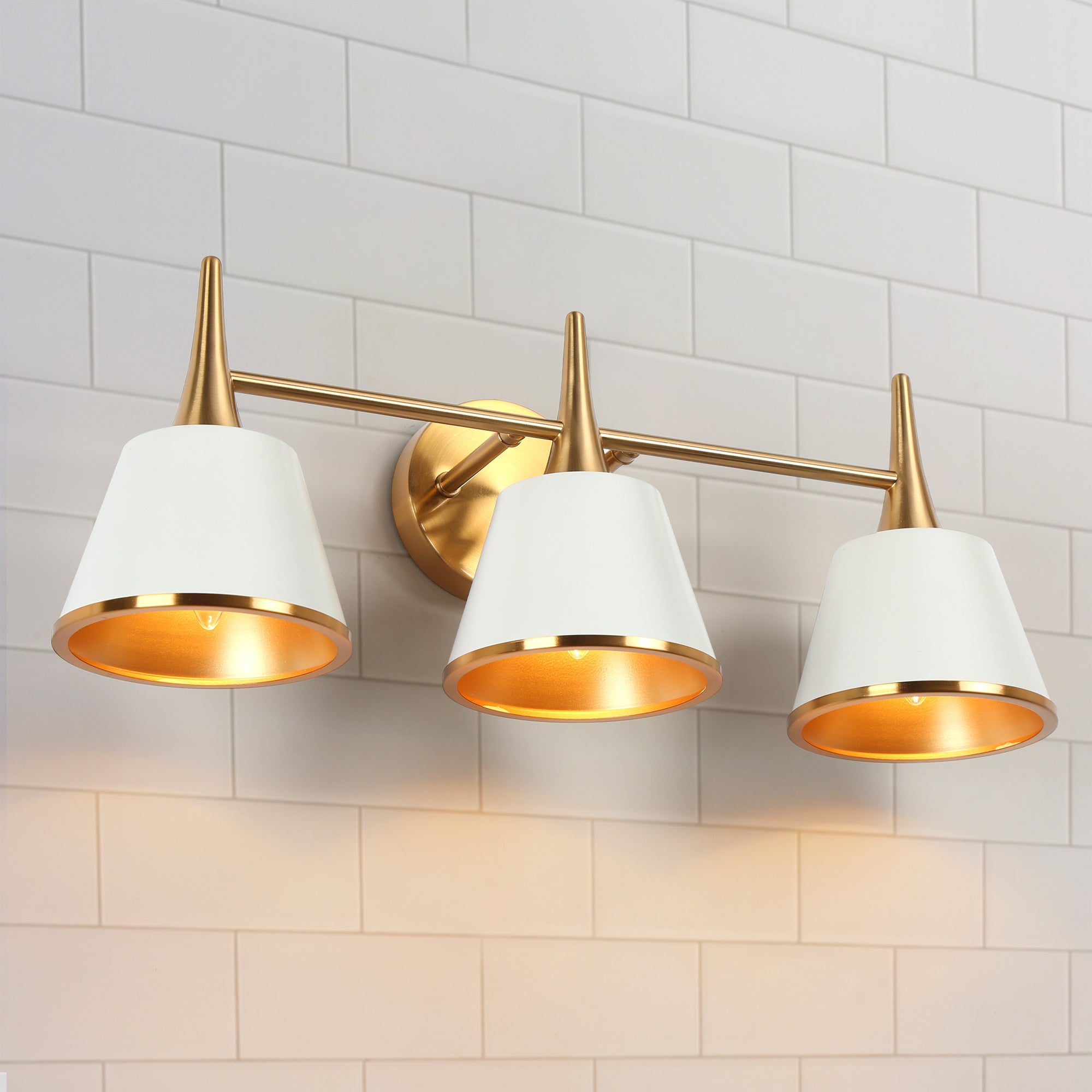 Idaikos 1-Light White and Brass Vanity Light