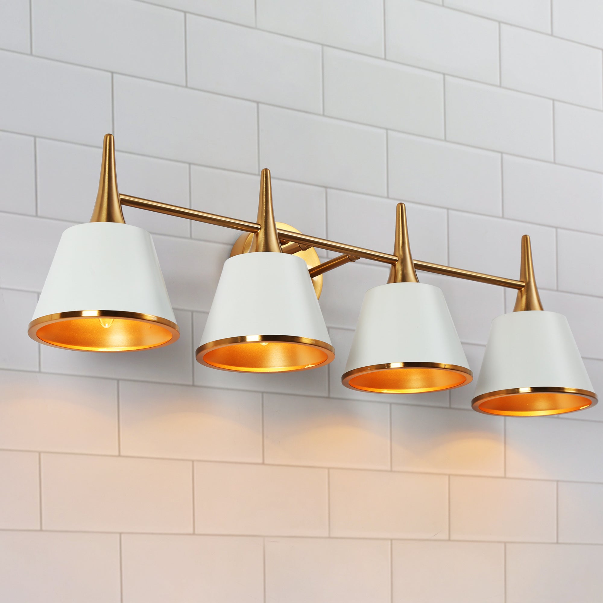 Idaikos 1-Light White and Brass Vanity Light