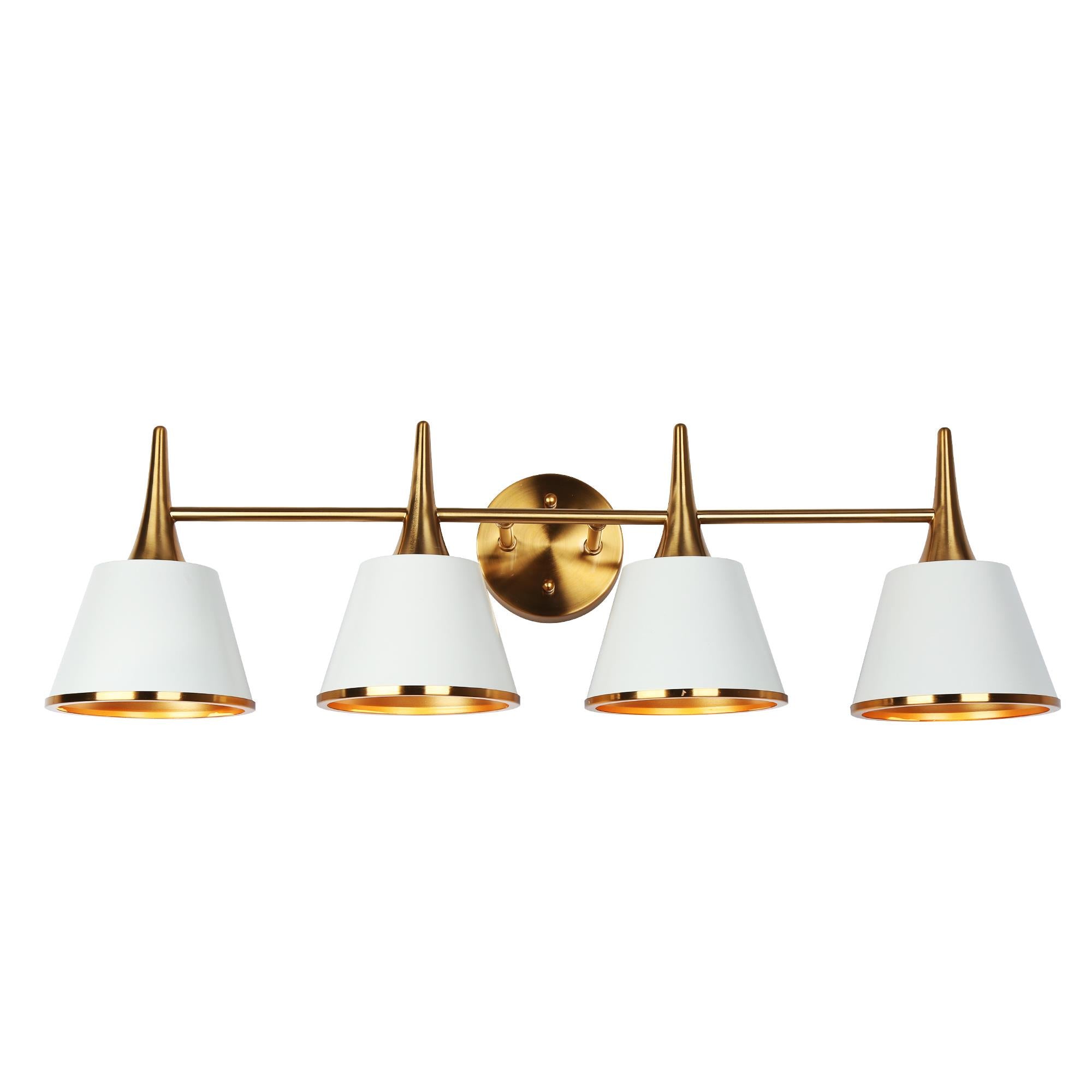 Idaikos 4-Light White and Brass Vanity Light