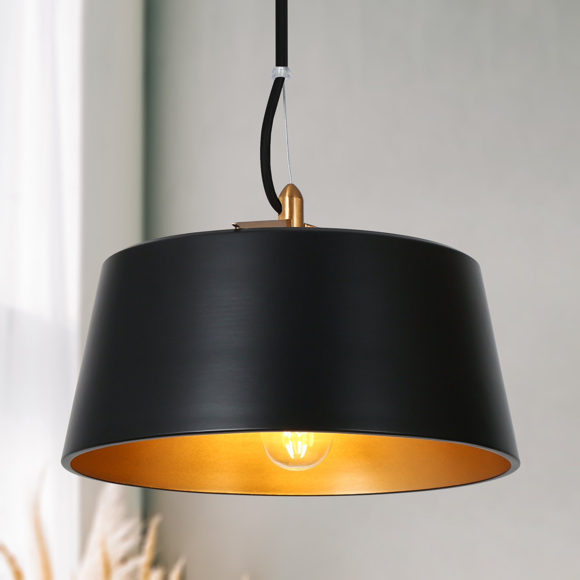 Turnipisne 1-Light Medium Black Modern Pendant Light Fixtures