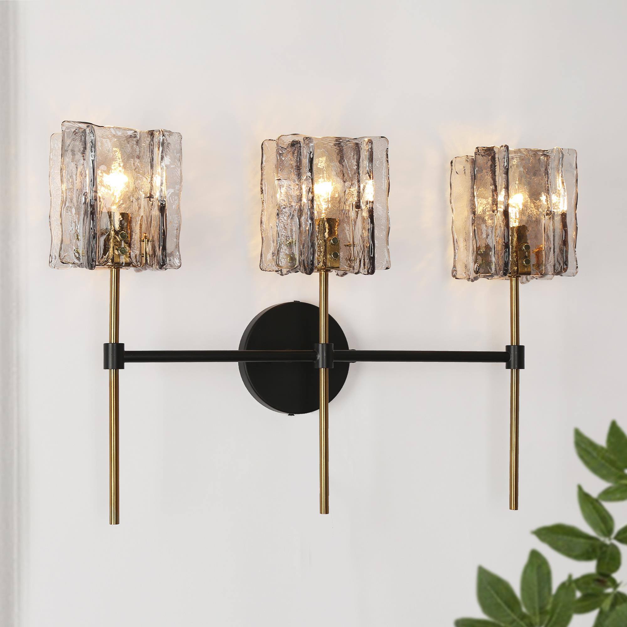 Echonalyri 3-Light Black and Brass Vanity Light