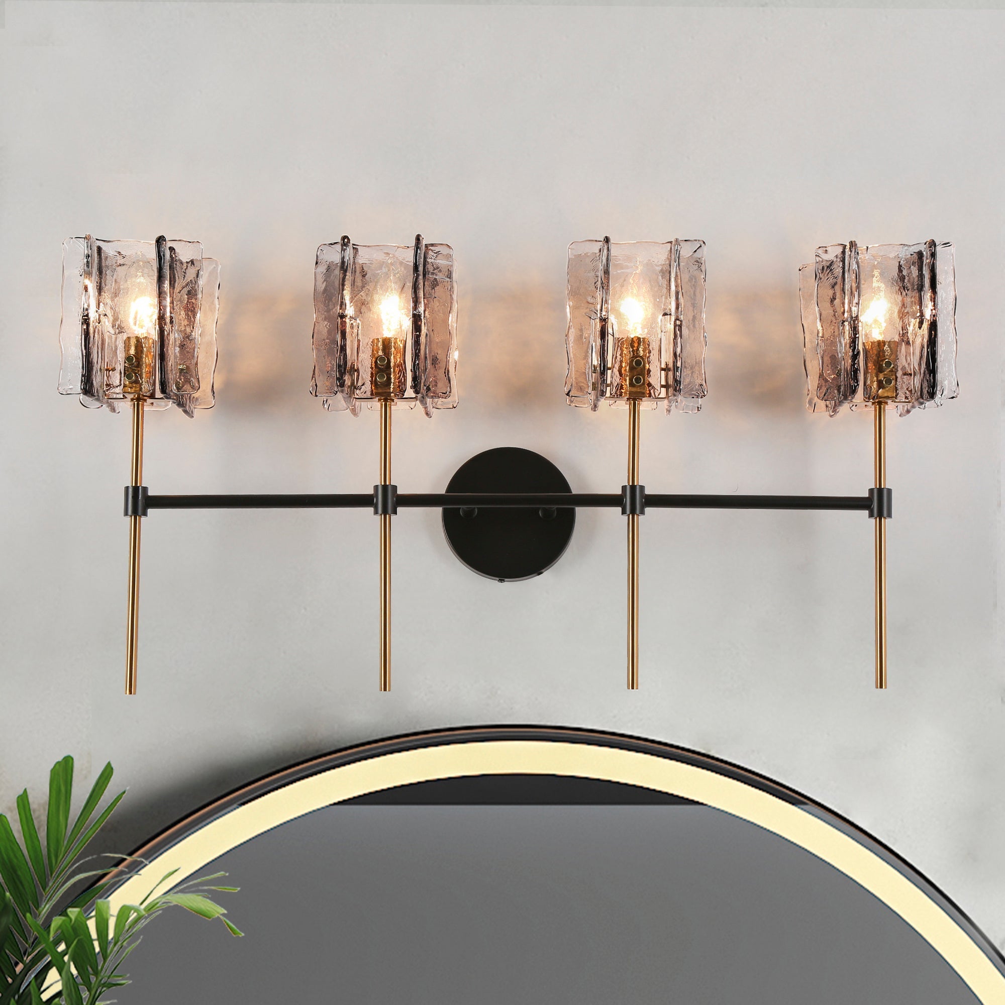 Echonalyri 4-Light Black and Brass Vanity Light