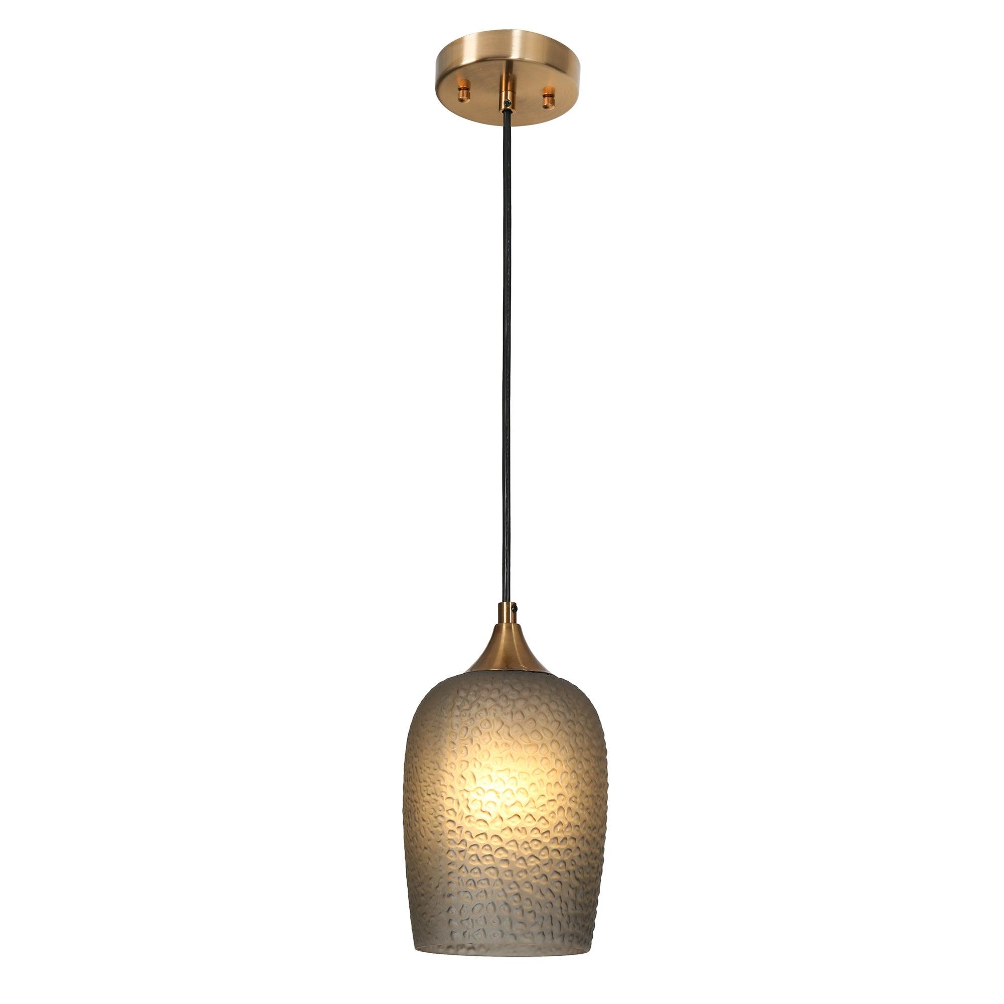 1-Light Gold Smoky-Gray Pendant Light