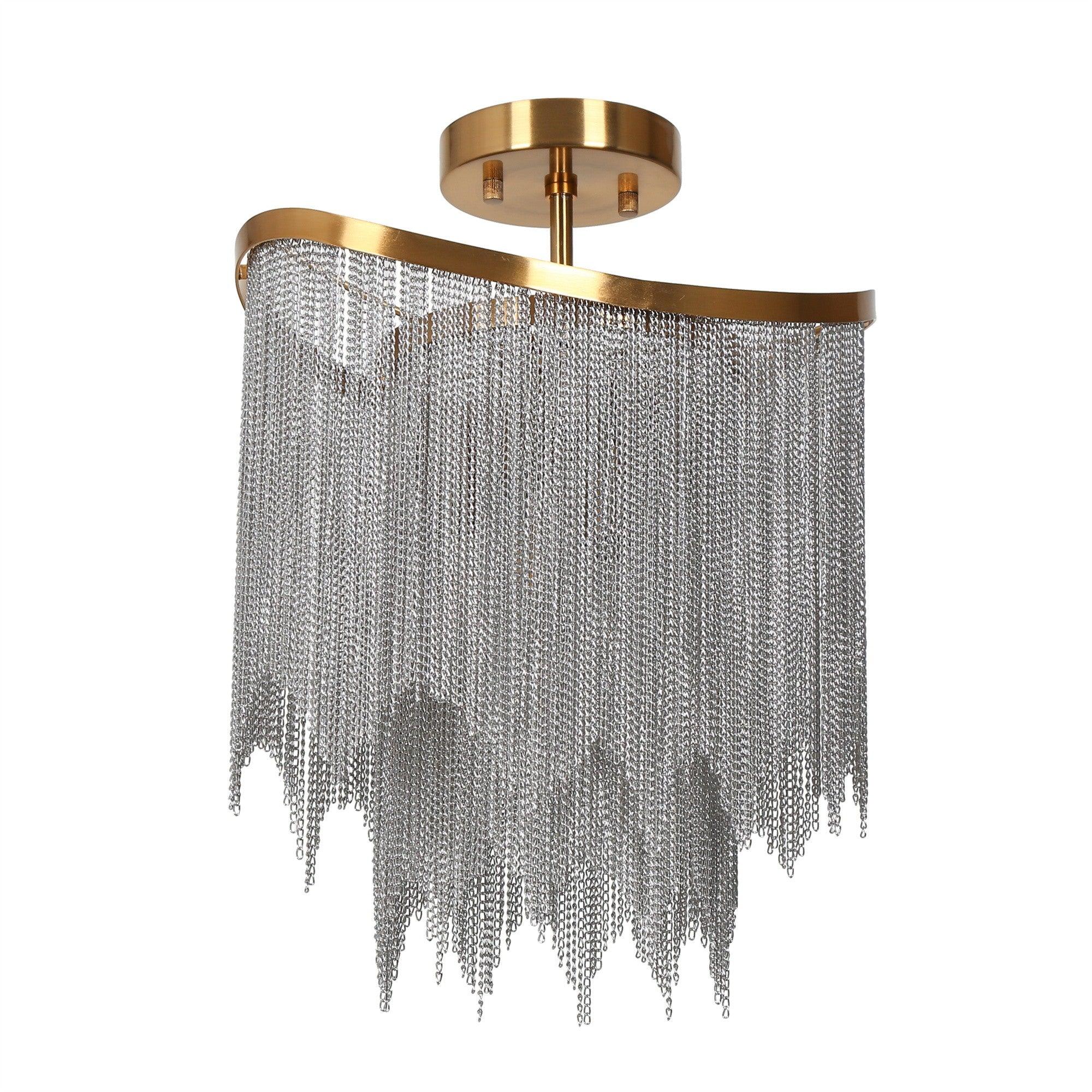 4-Light Gold Ceiling lamp with Aluminum chains