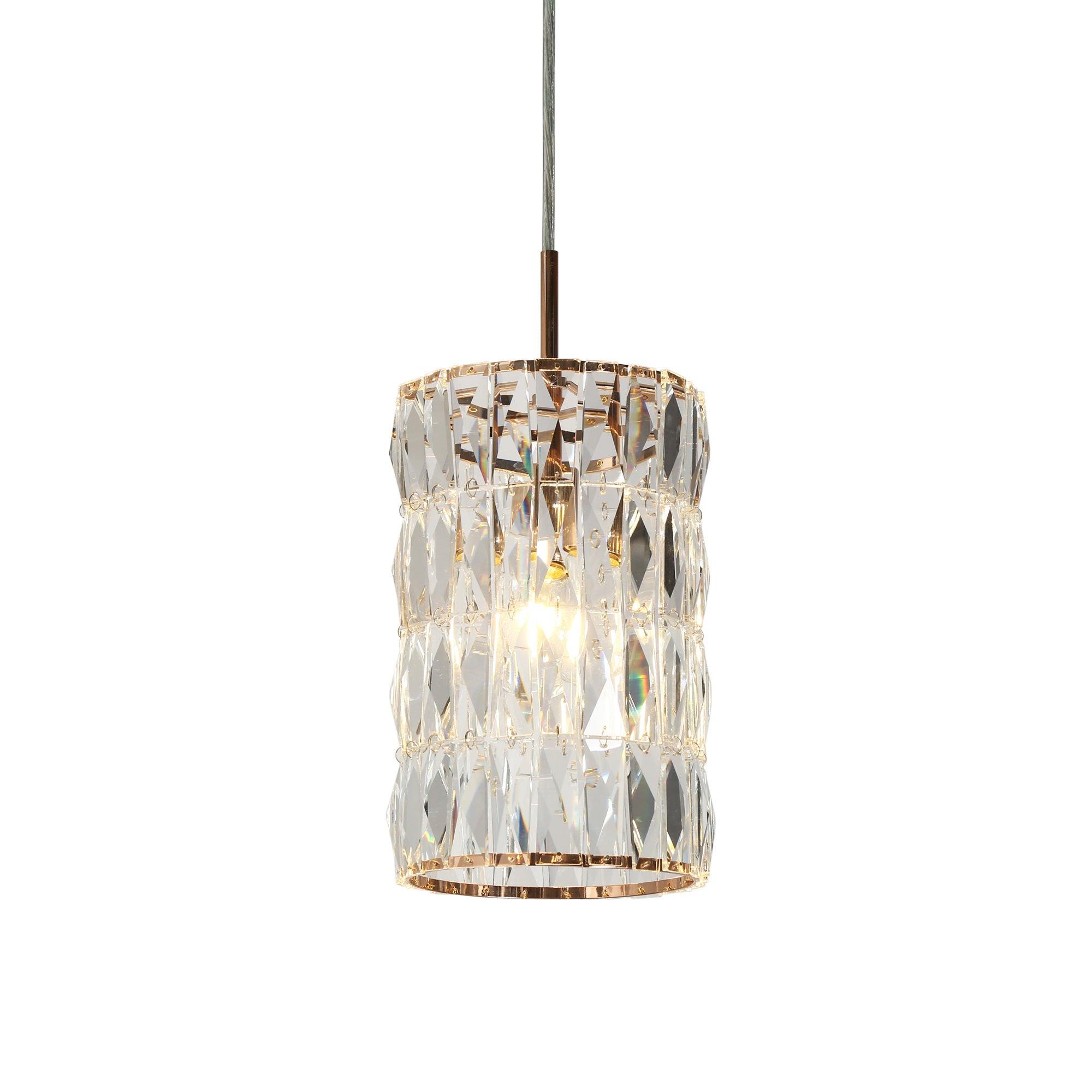 1-Light Gold Crystal Pendant Light