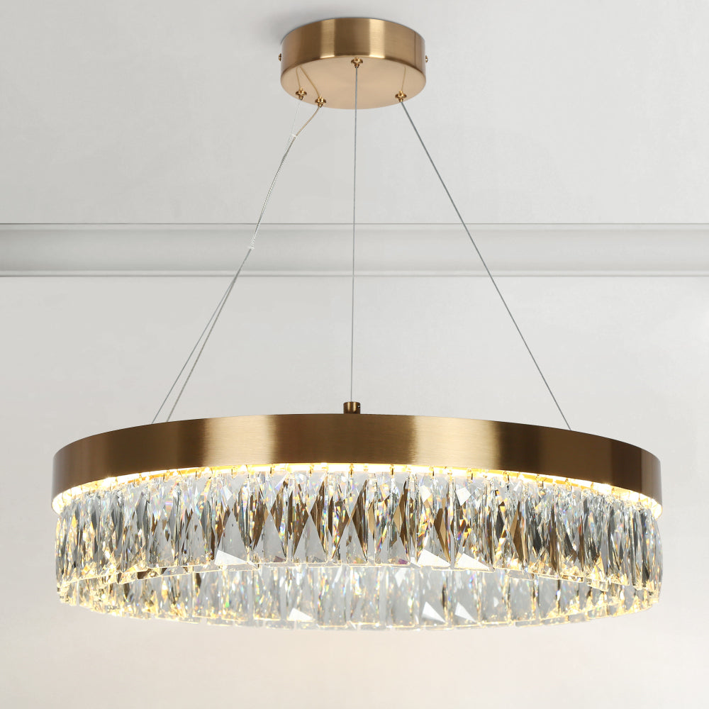 Celery 1-Light Large Gold Crystal LED Chandelier