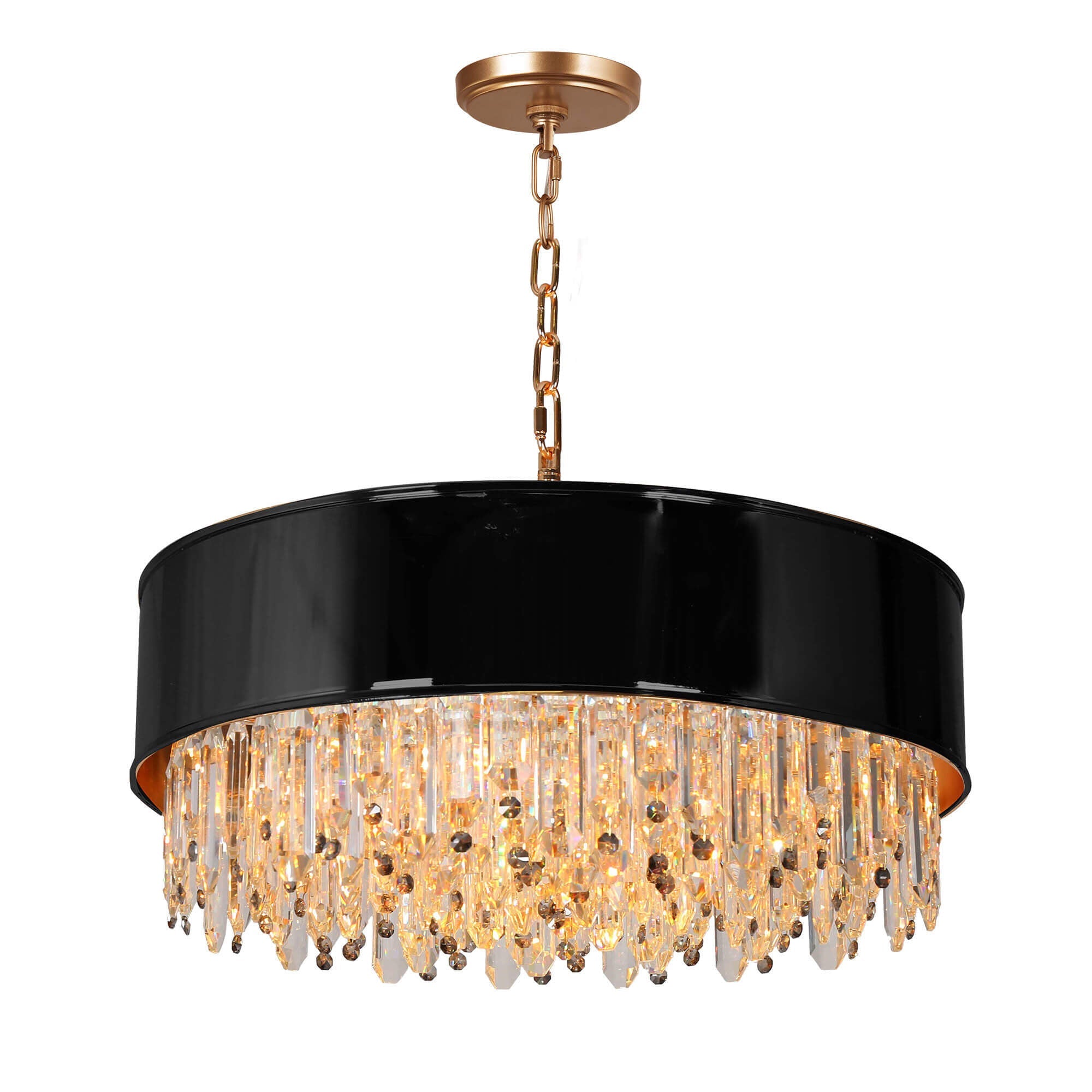 9-Light Black Gold Drum Chandelier Lights