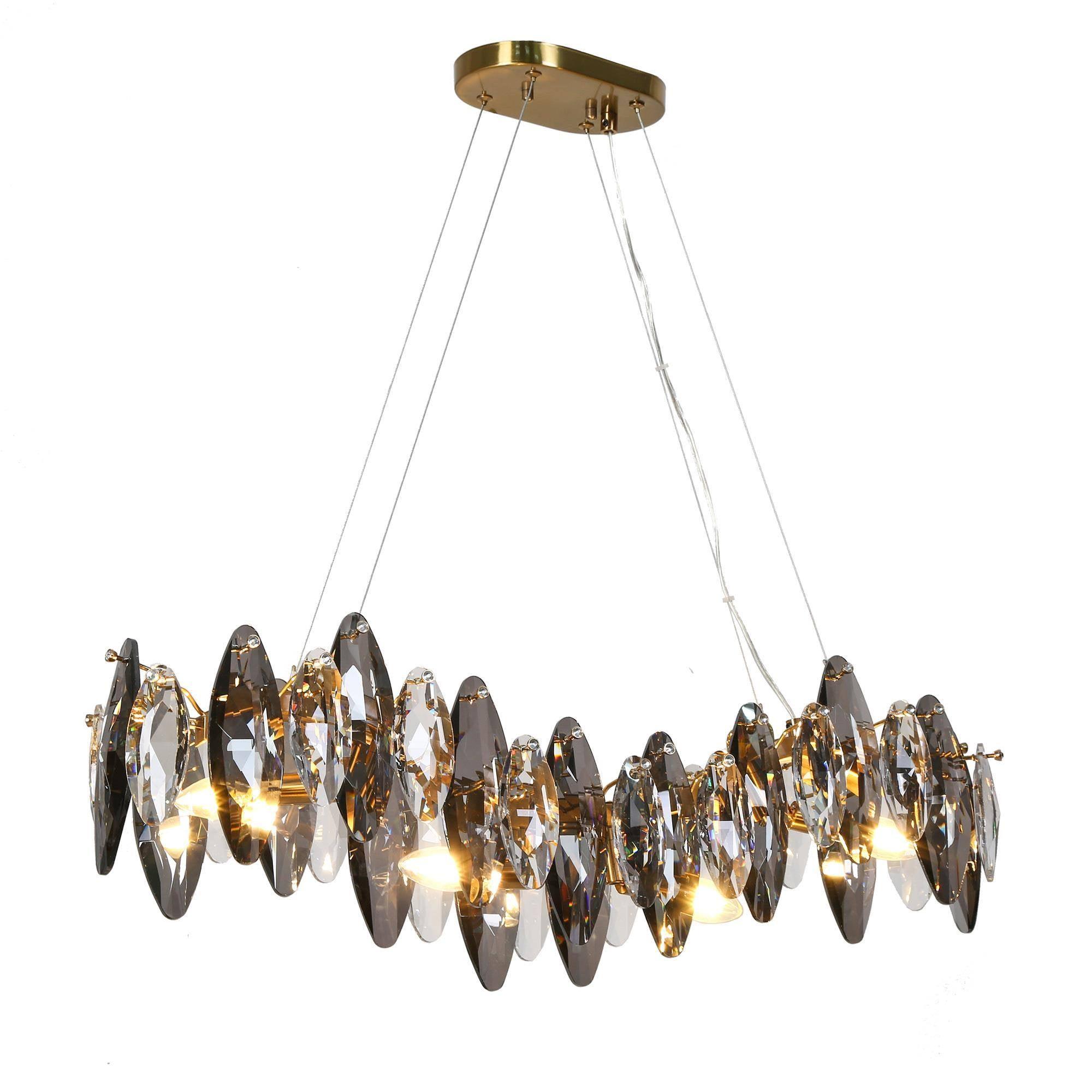 6-Light Gold Crystal Chandelier Island Lights