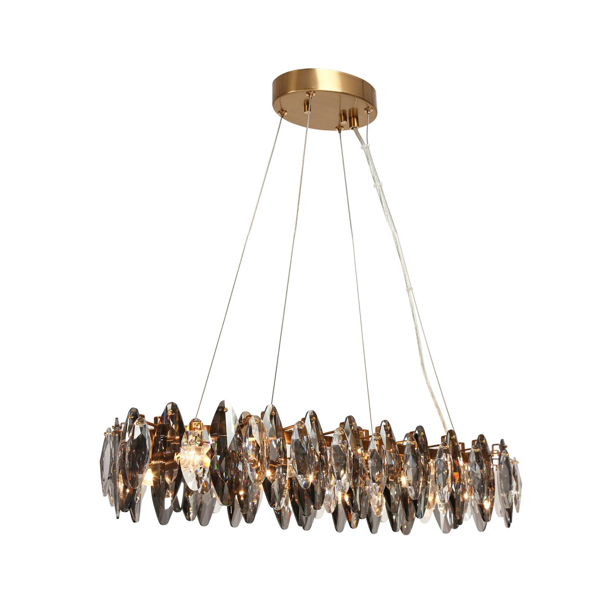 8-Light Gold Crystal Linear Chandelier Island Lights