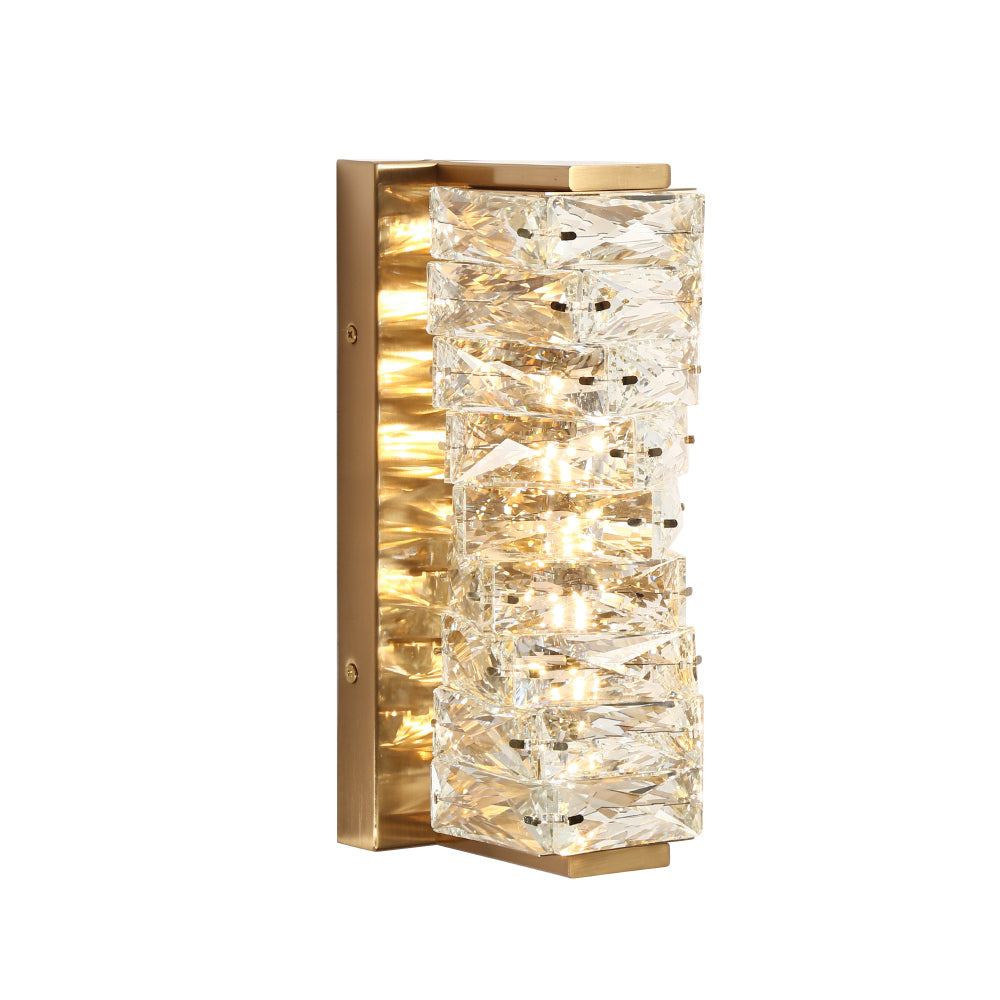 Pennieway 1-Light Modern Gold Crystal LED Indoor Wall Sconces