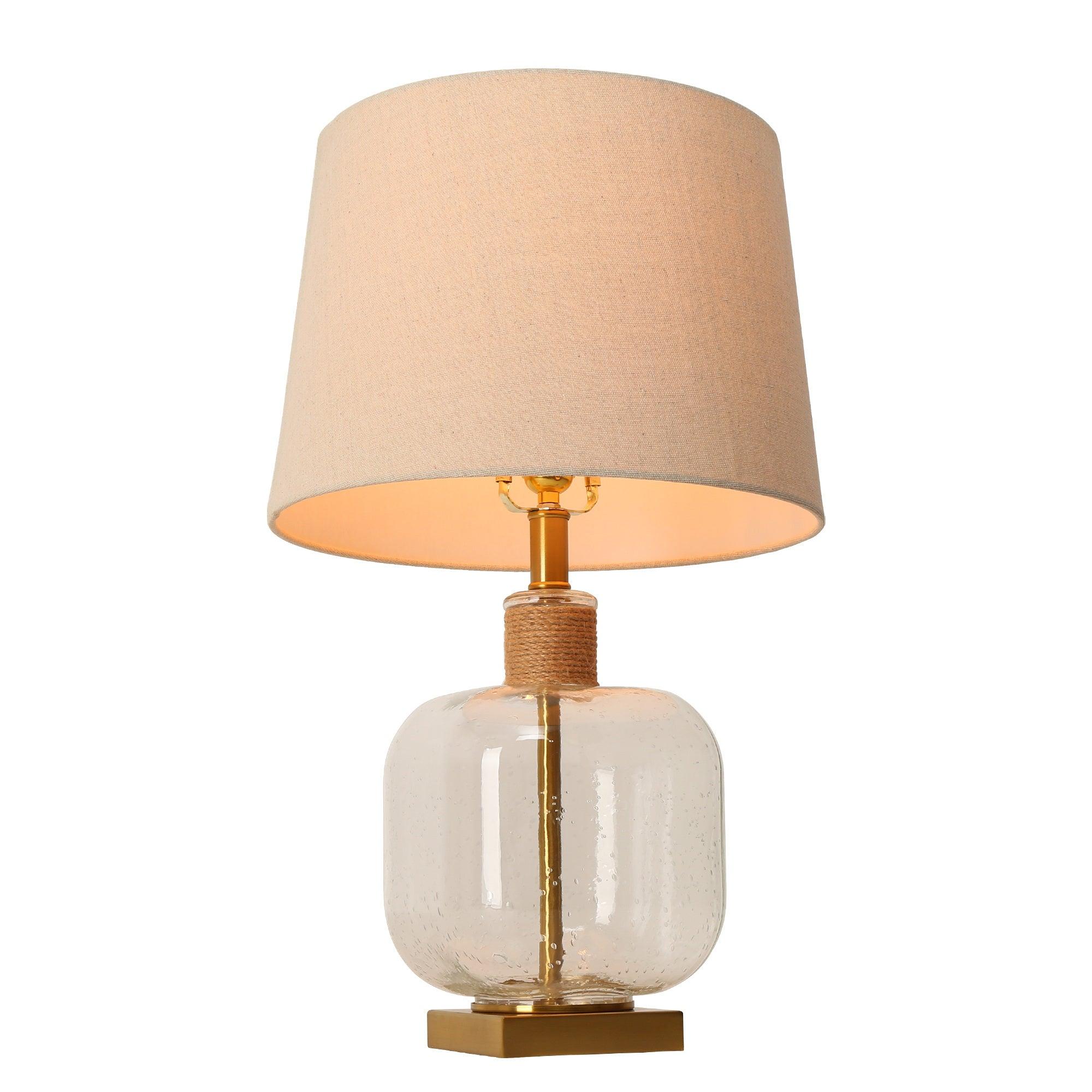 1-Light Seeded Glass Table Lamp with Fabric Shade