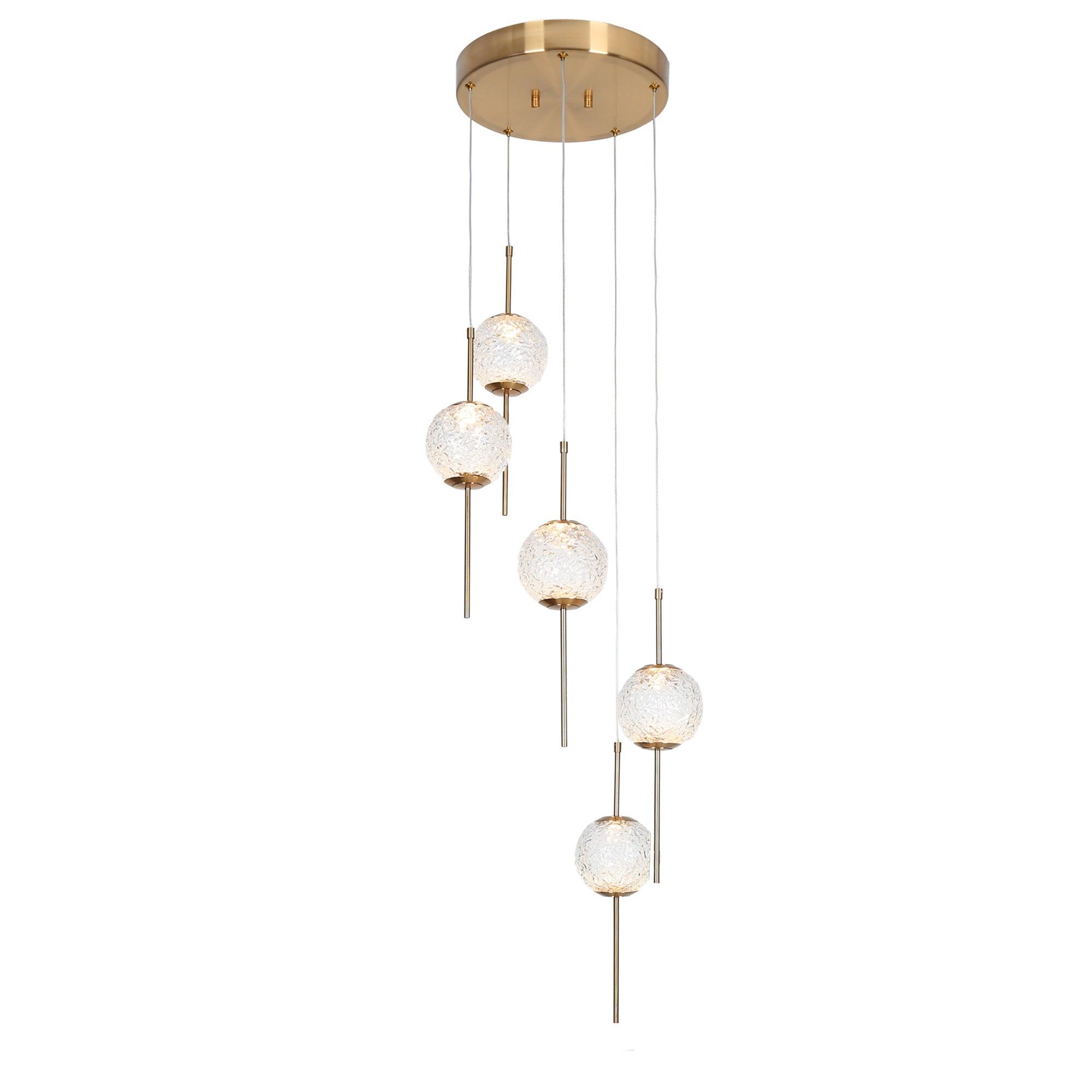 5-Light LED Gold Cluster Pendant Lights