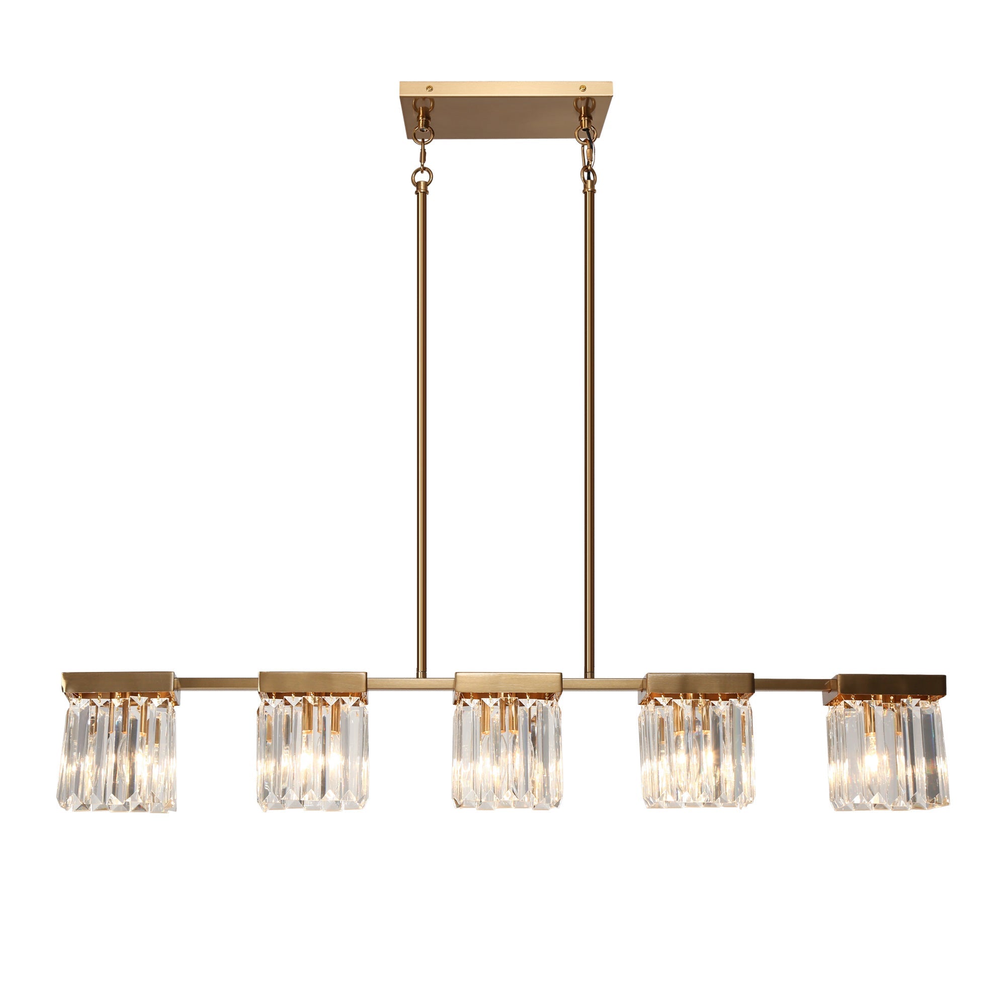 Modern 5-Light Gold Crystal Linear Island Light Chandelier