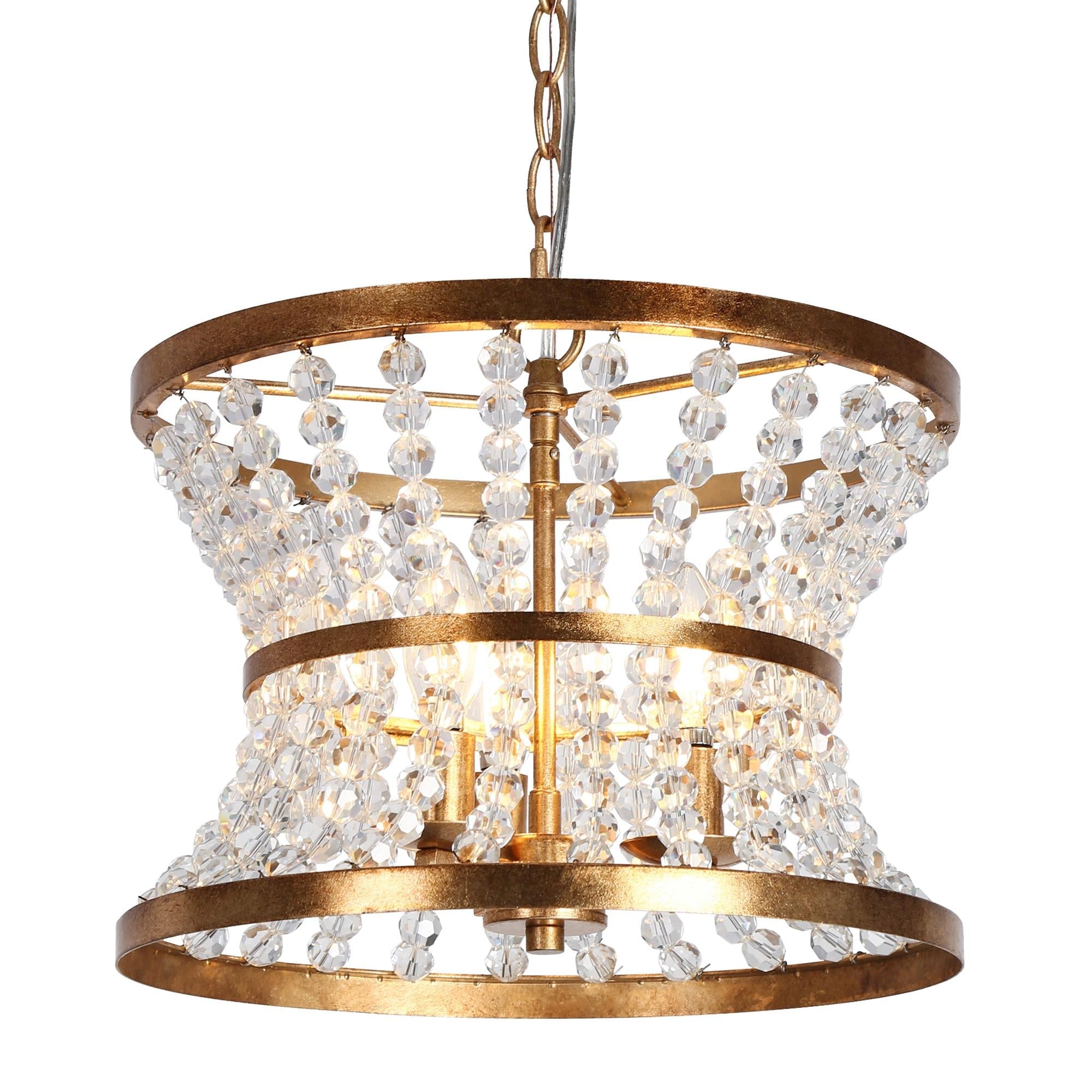 Bulbiferum 3-Light Mini Brass Crystal Chandelier