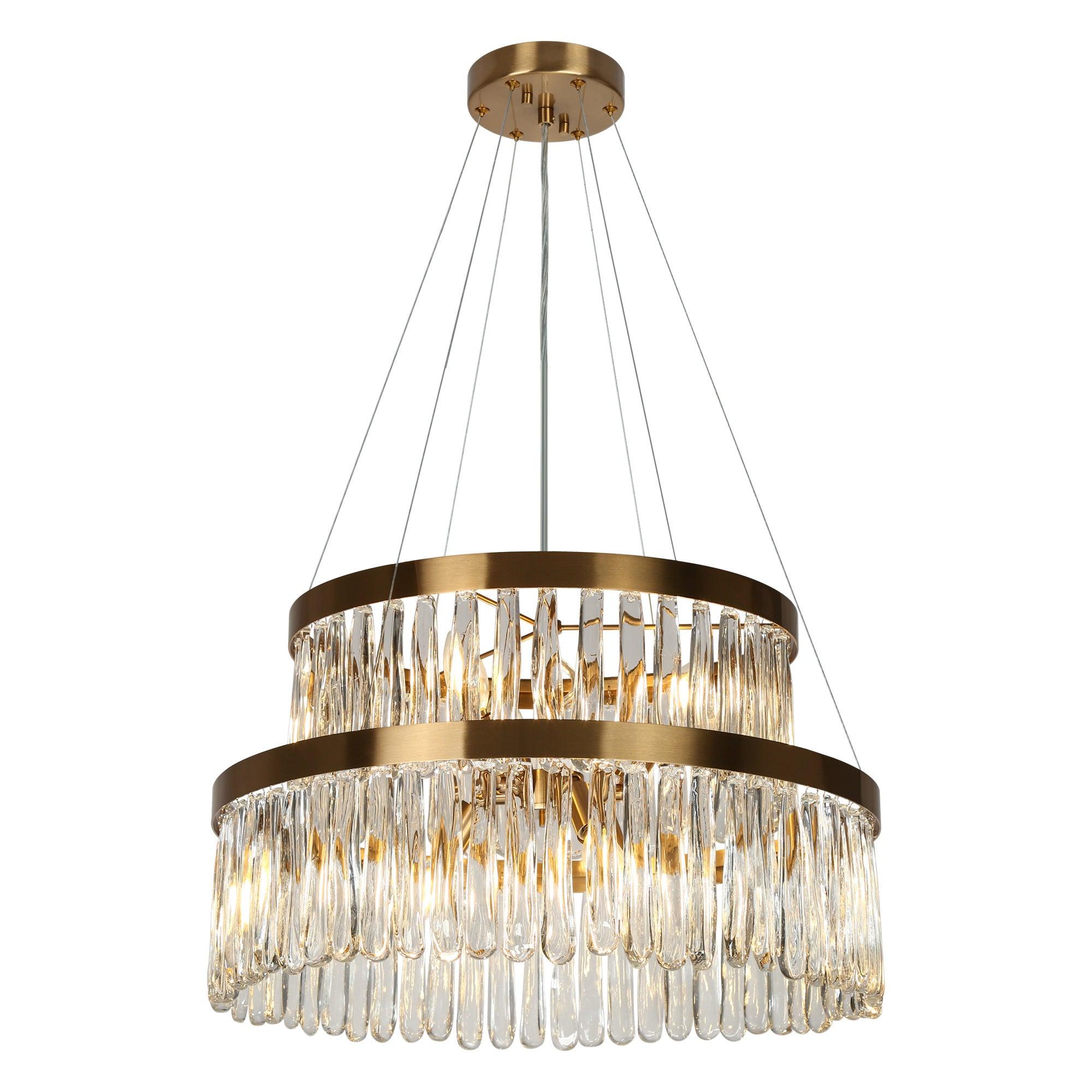 6-Light Crystal 2-Tier Chandeliers